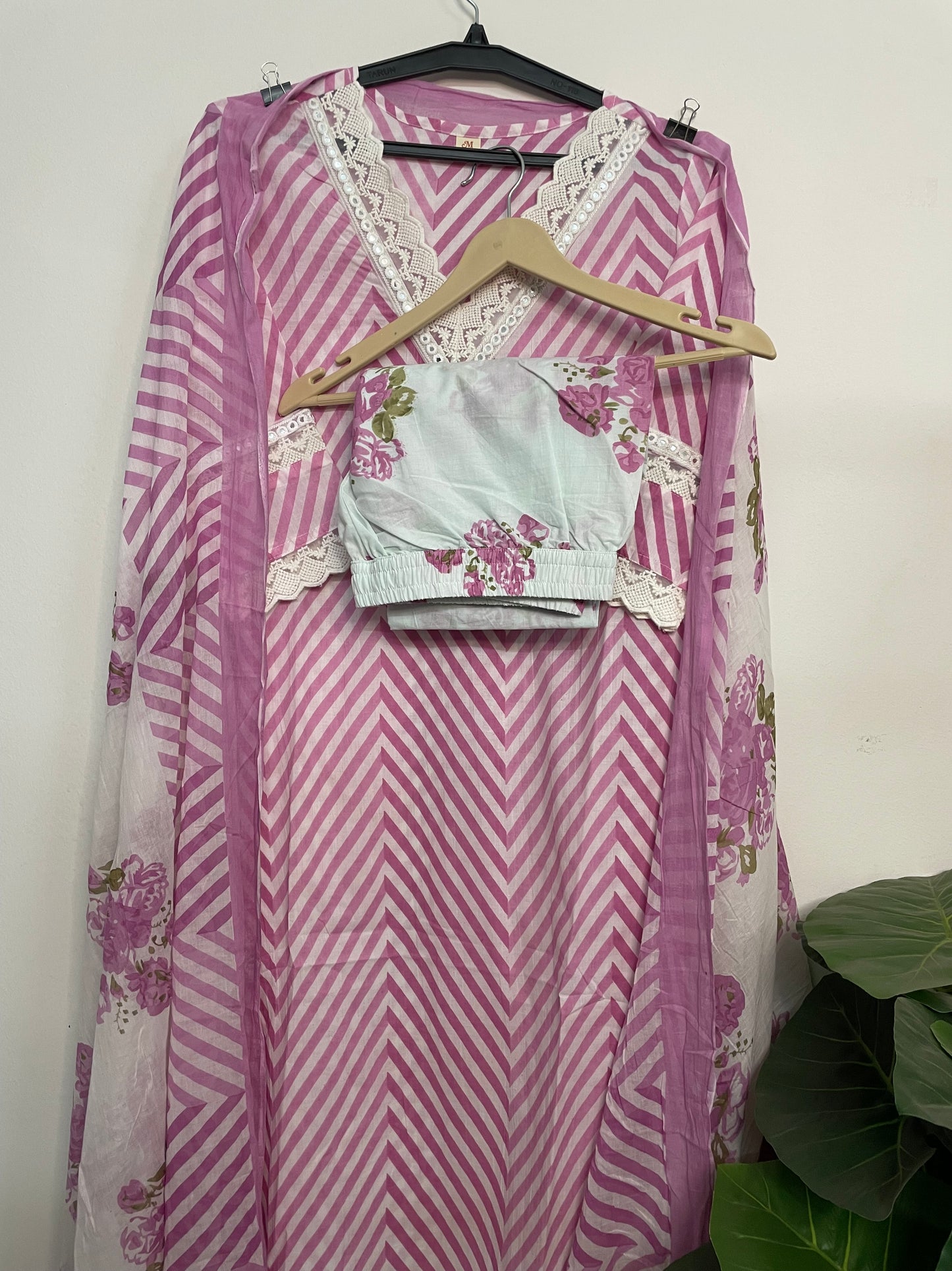 T084- Premium Pure Cotton Straight Kurti with pant and dupatta