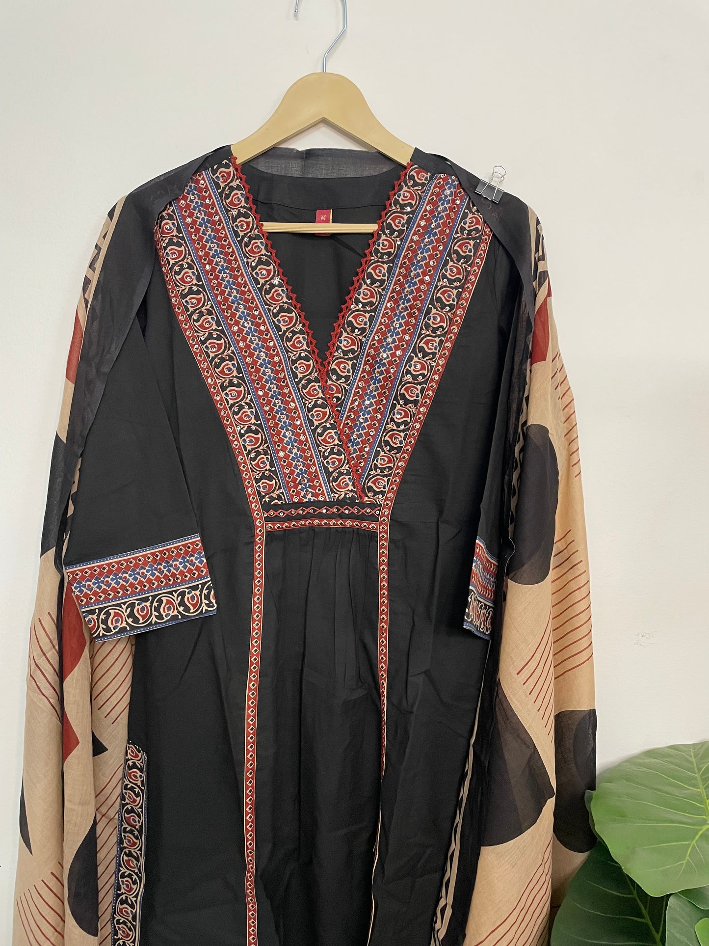 T082- Premium Pure Cotton A-line kurti with pant and dupatta