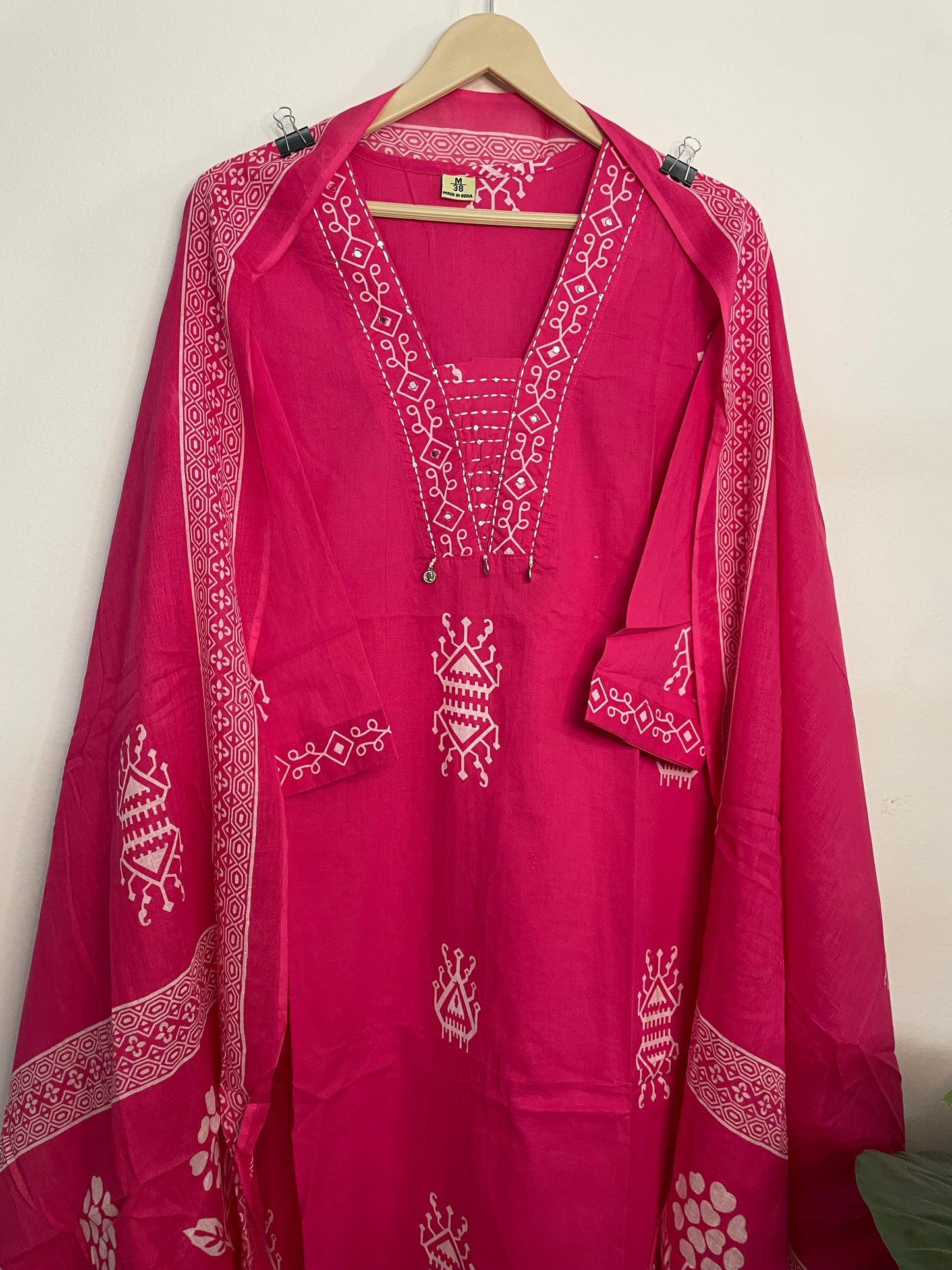 T092- Premium Pure Cotton kurti with pant and dupatta
