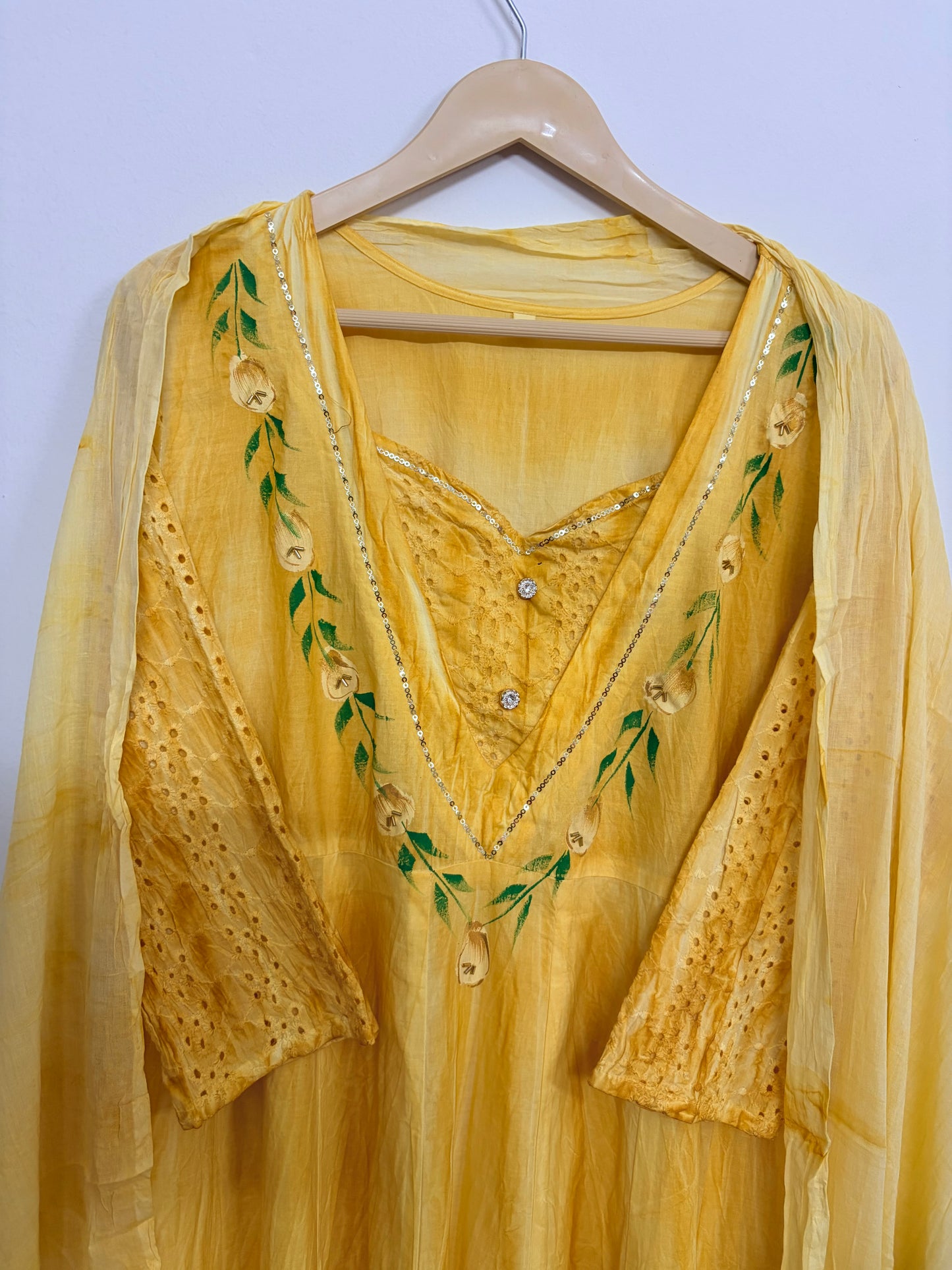 T114- Premium Pure Cotton Anarkali kurti with pant and dupatta