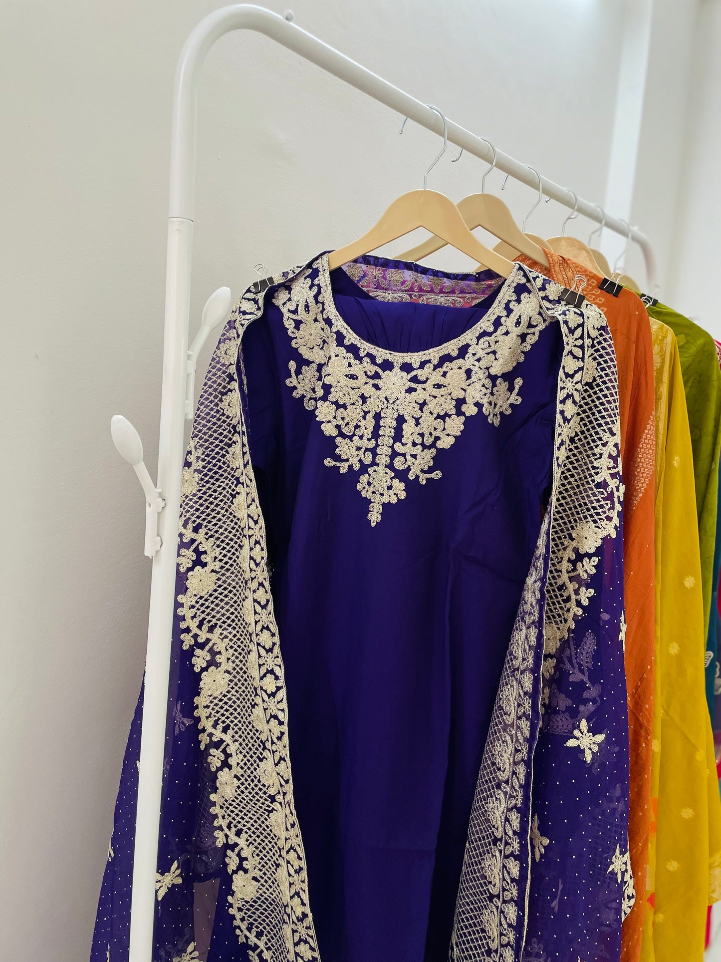 T048-Premium Roman Silk kurti with pant and dupatta