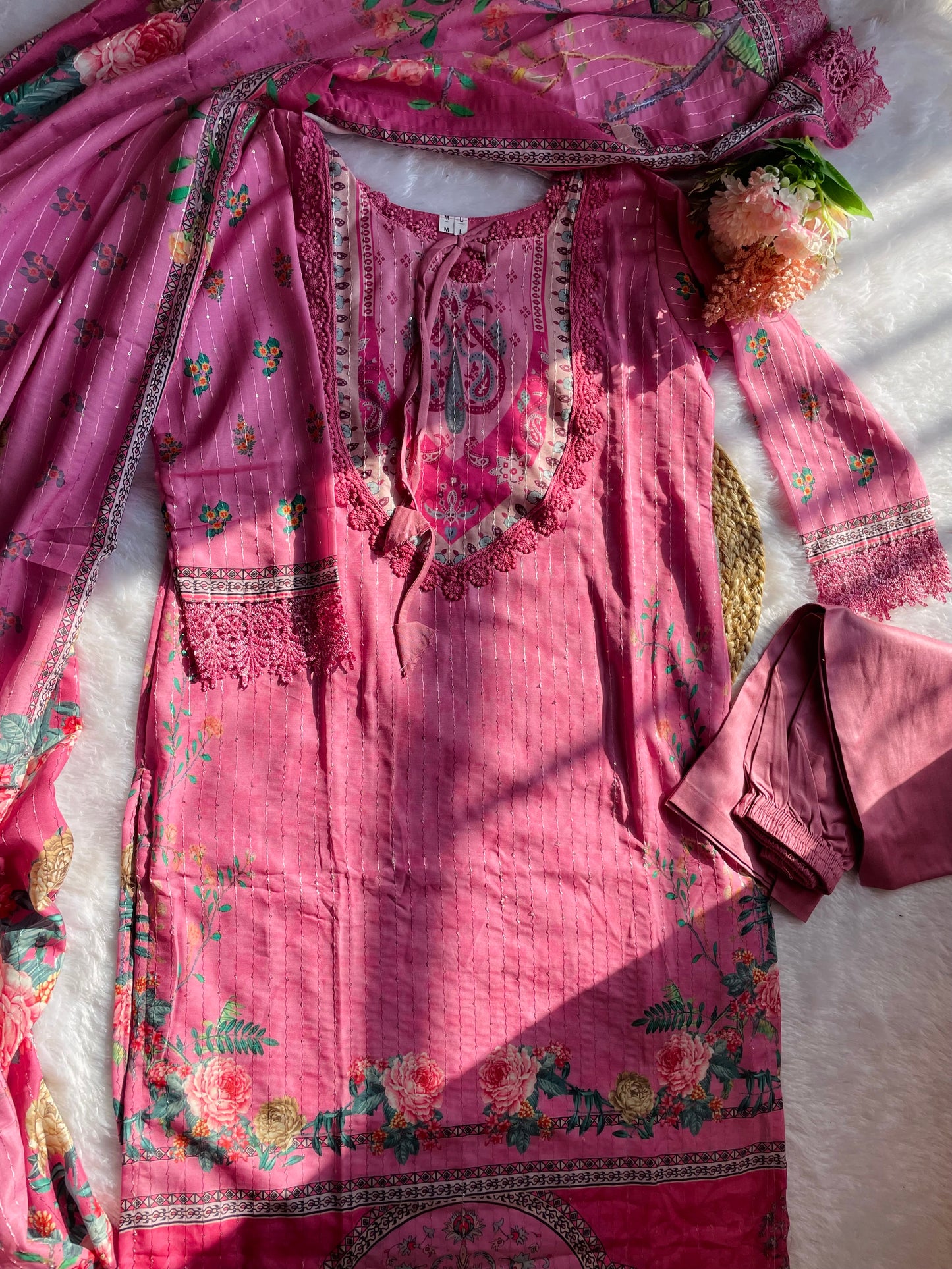 Premium Pakistani style kurta with pant and dupatta