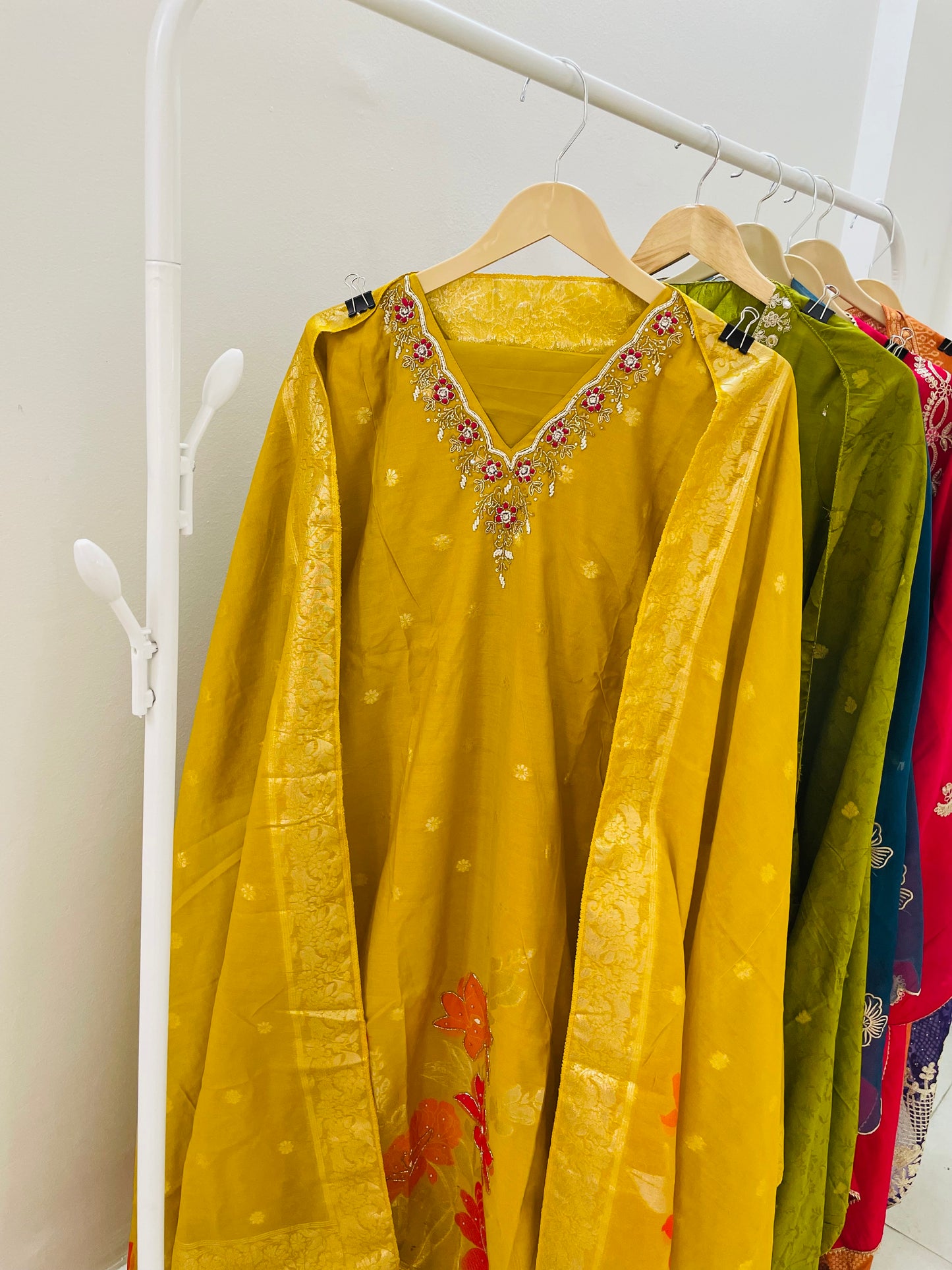 T051-Premium Banarasi Silk kurti with pant and dupatta