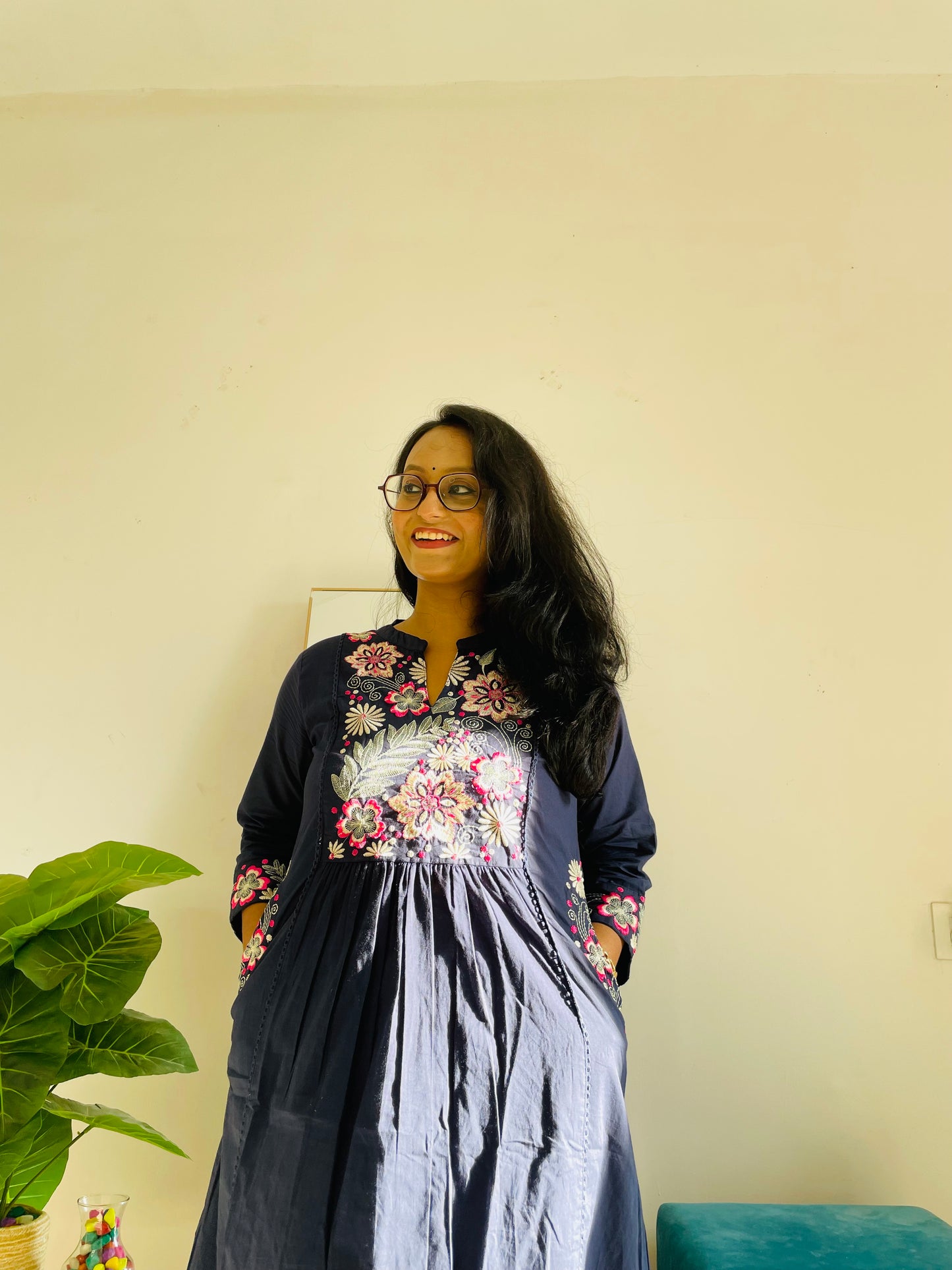 T043- Premium Pure Mul cotton kurti with pant and dupatta