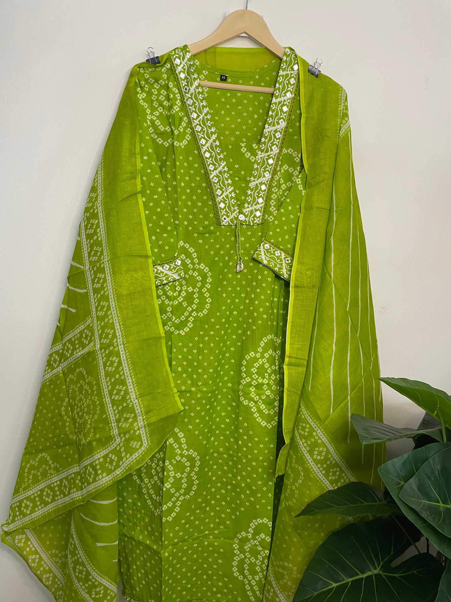 T095- Premium Pure Cotton A-line kurti with pant and dupatta
