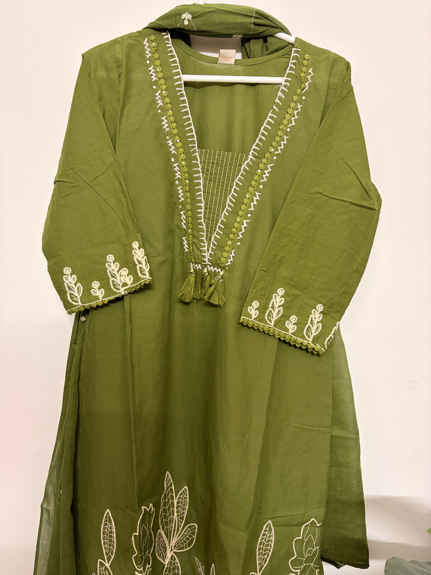 T116- Premium Pure Cotton kurti with pant and dupatta