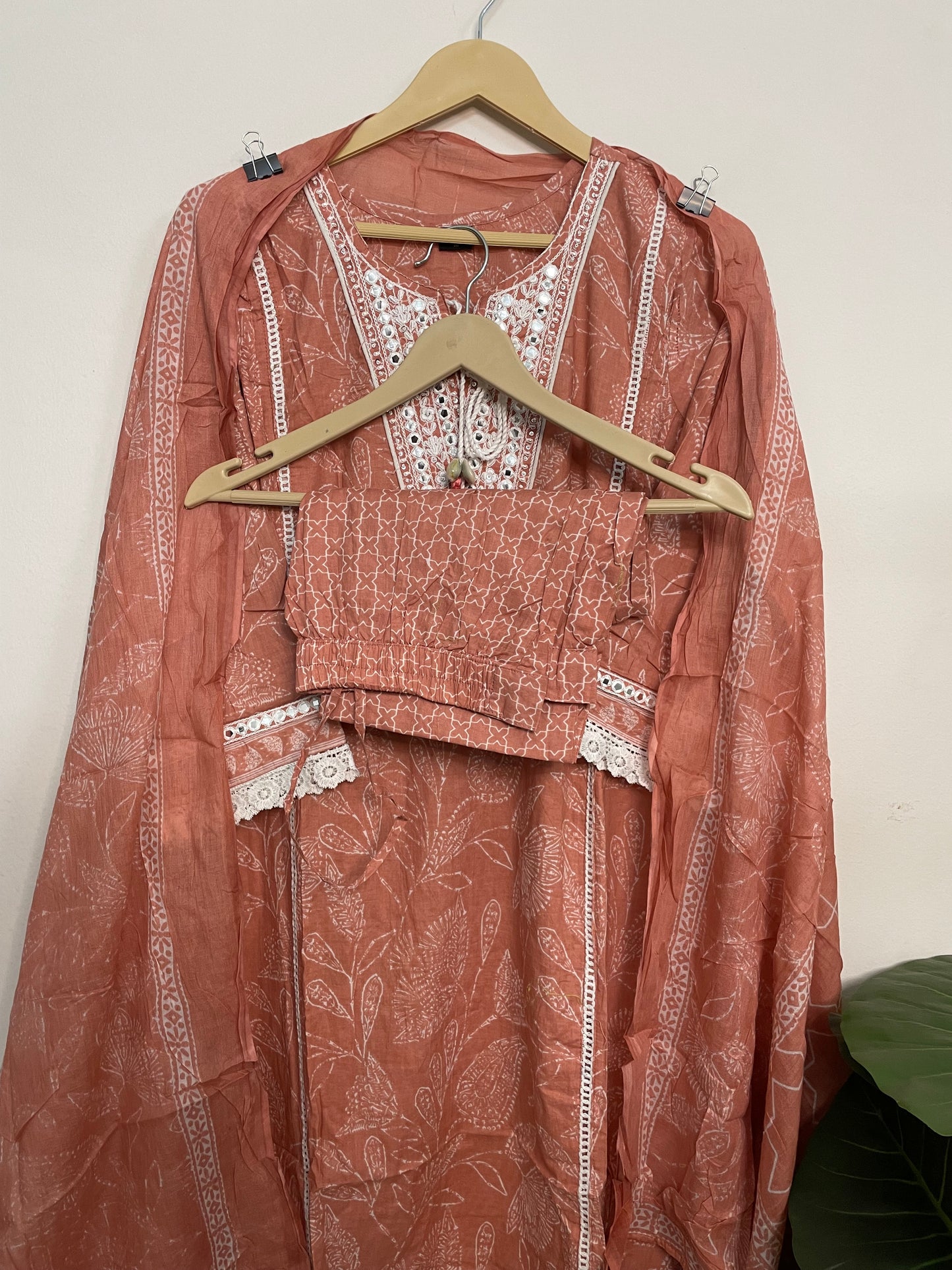T080- Premium Pure cotton kurti with pant and dupatta