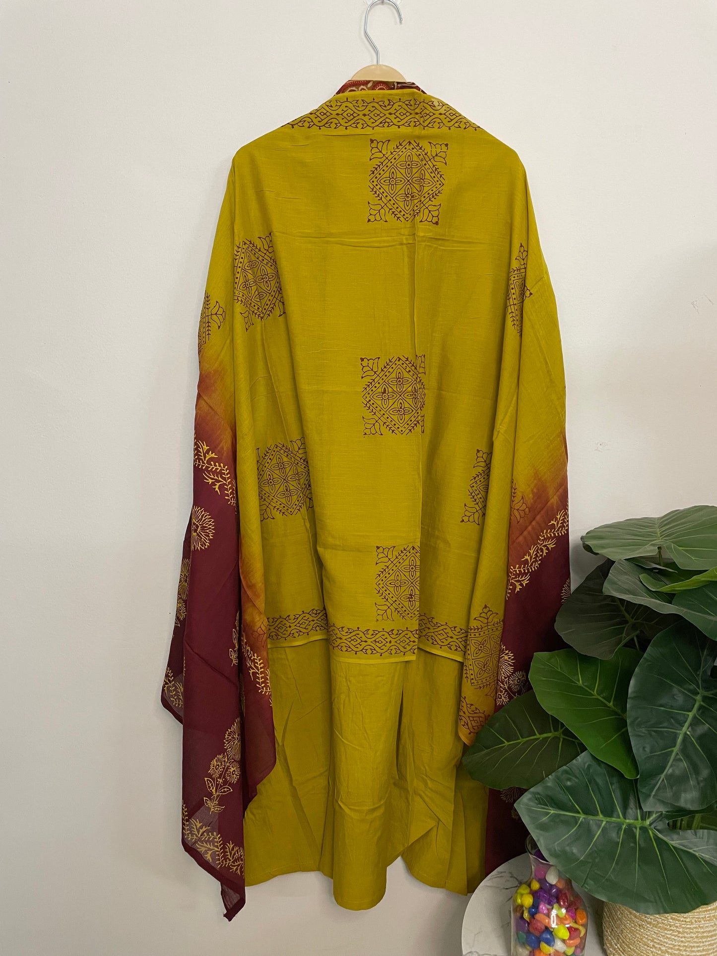 T074-Premium Pure cotton kurti with pant and dupatta