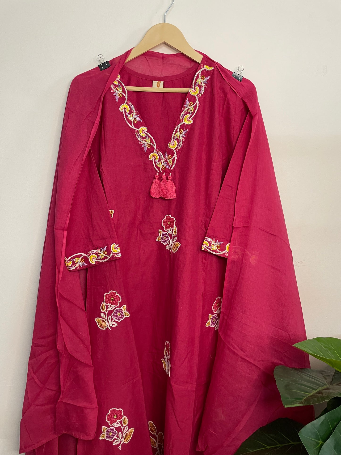 T093- Premium Pure Cotton kurti with pant and dupatta