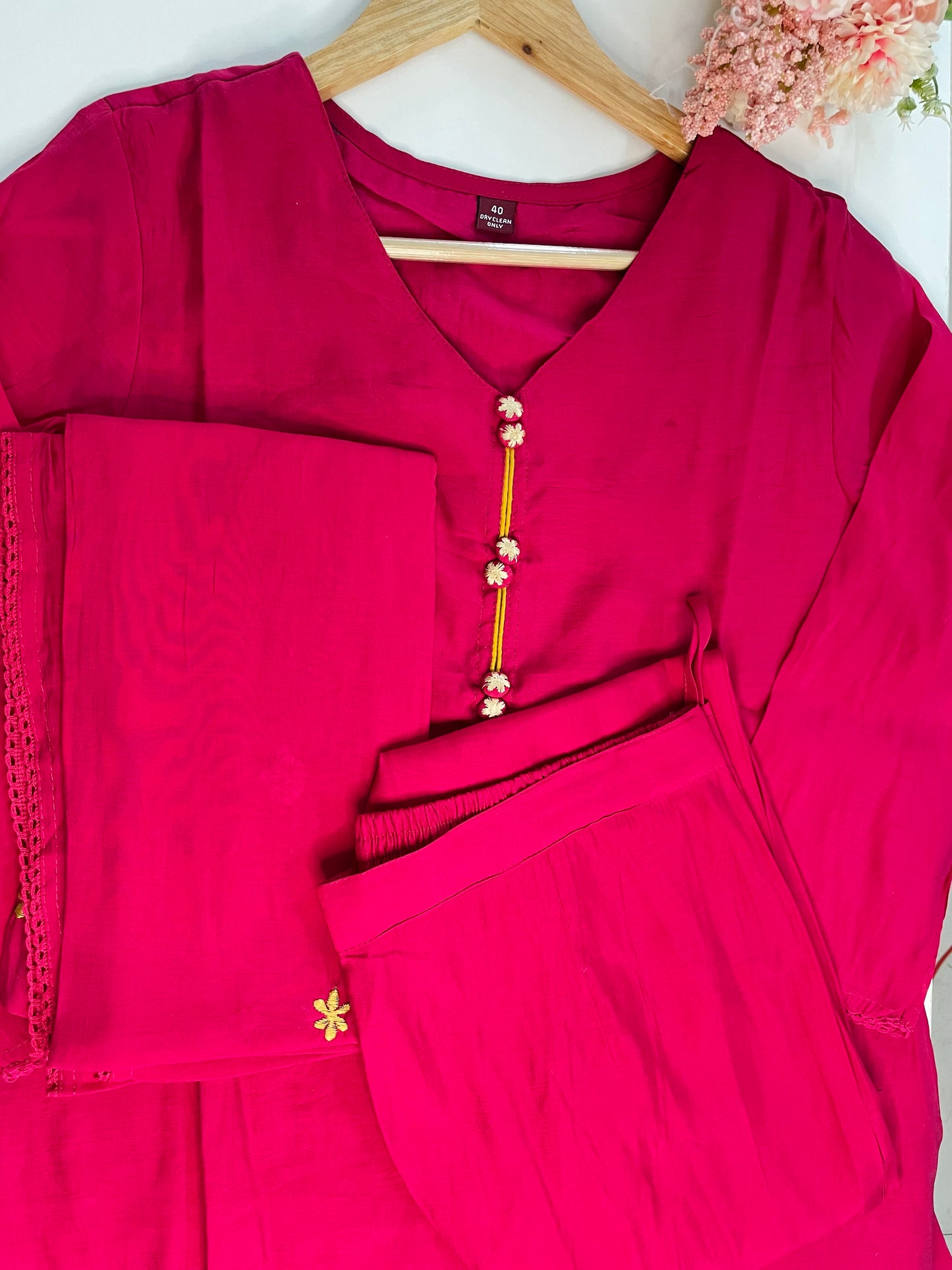 T052-Premium Mul Chanderi A-line Kurti with pant and dupatta