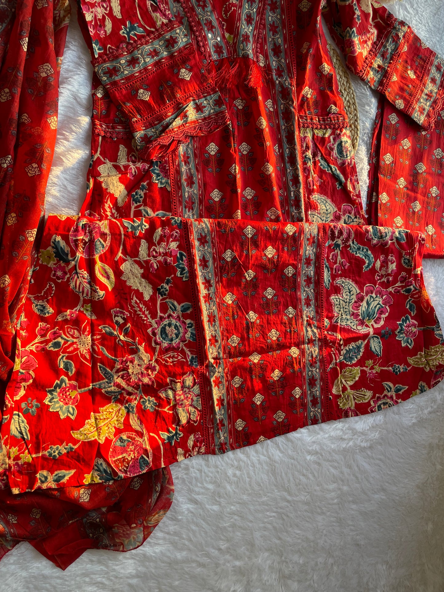T005- Premium cotton kurti with pant and dupatta