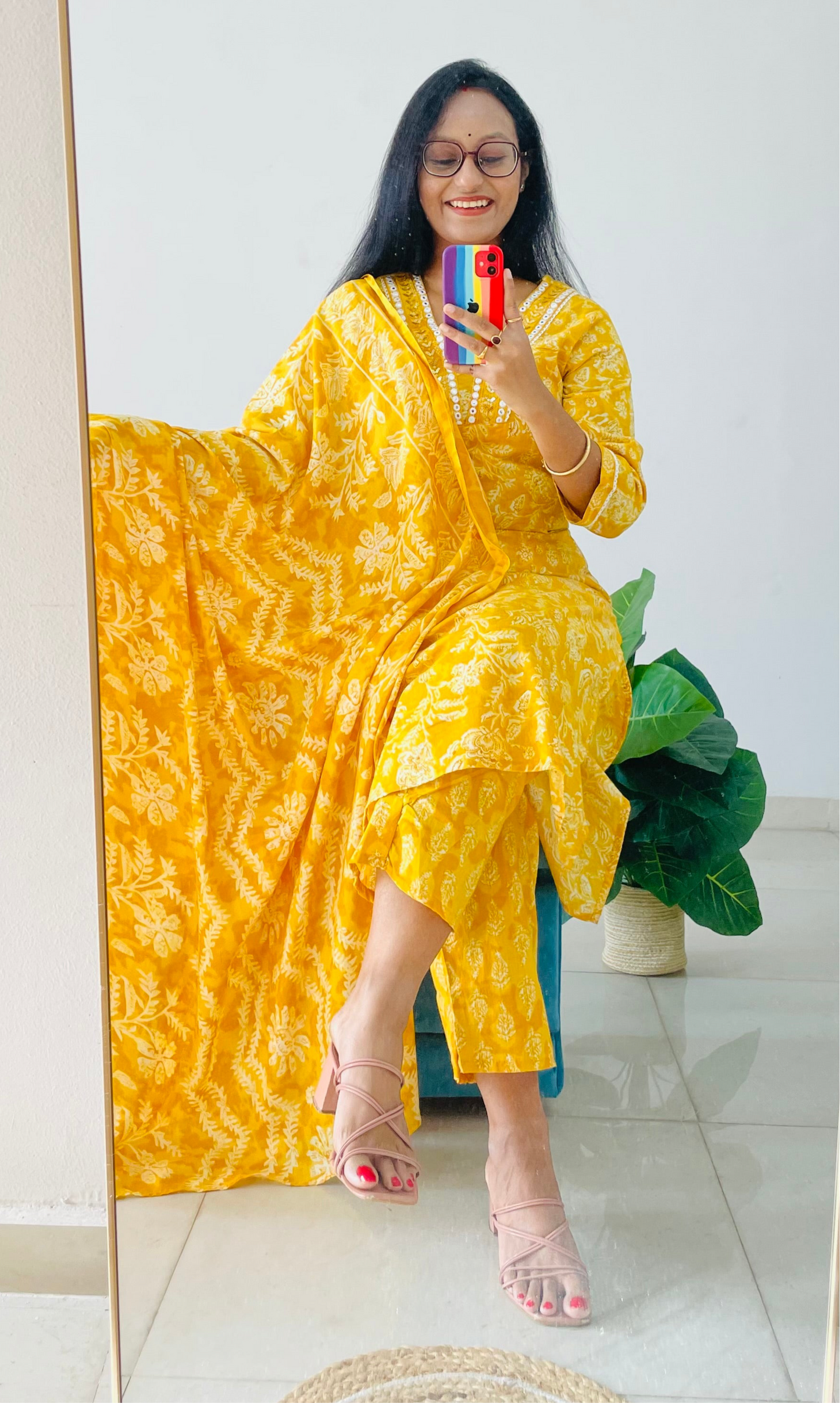 T015- Premium Pure cotton kurti with pant and dupatta