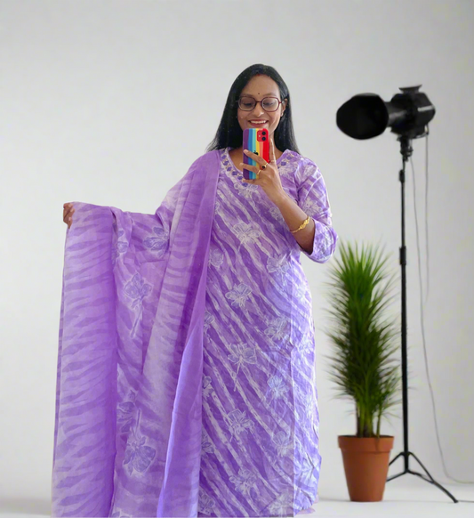 T019-Premium Pure cotton kurti with pant and dupatta