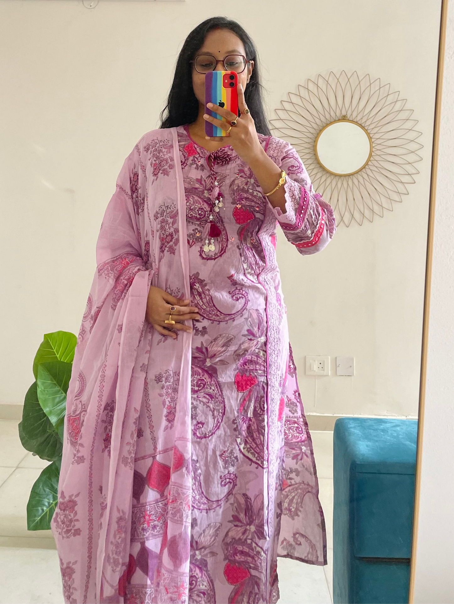 T026-Premium Pure cotton Pakistani style kurti with palazzo and dupatta