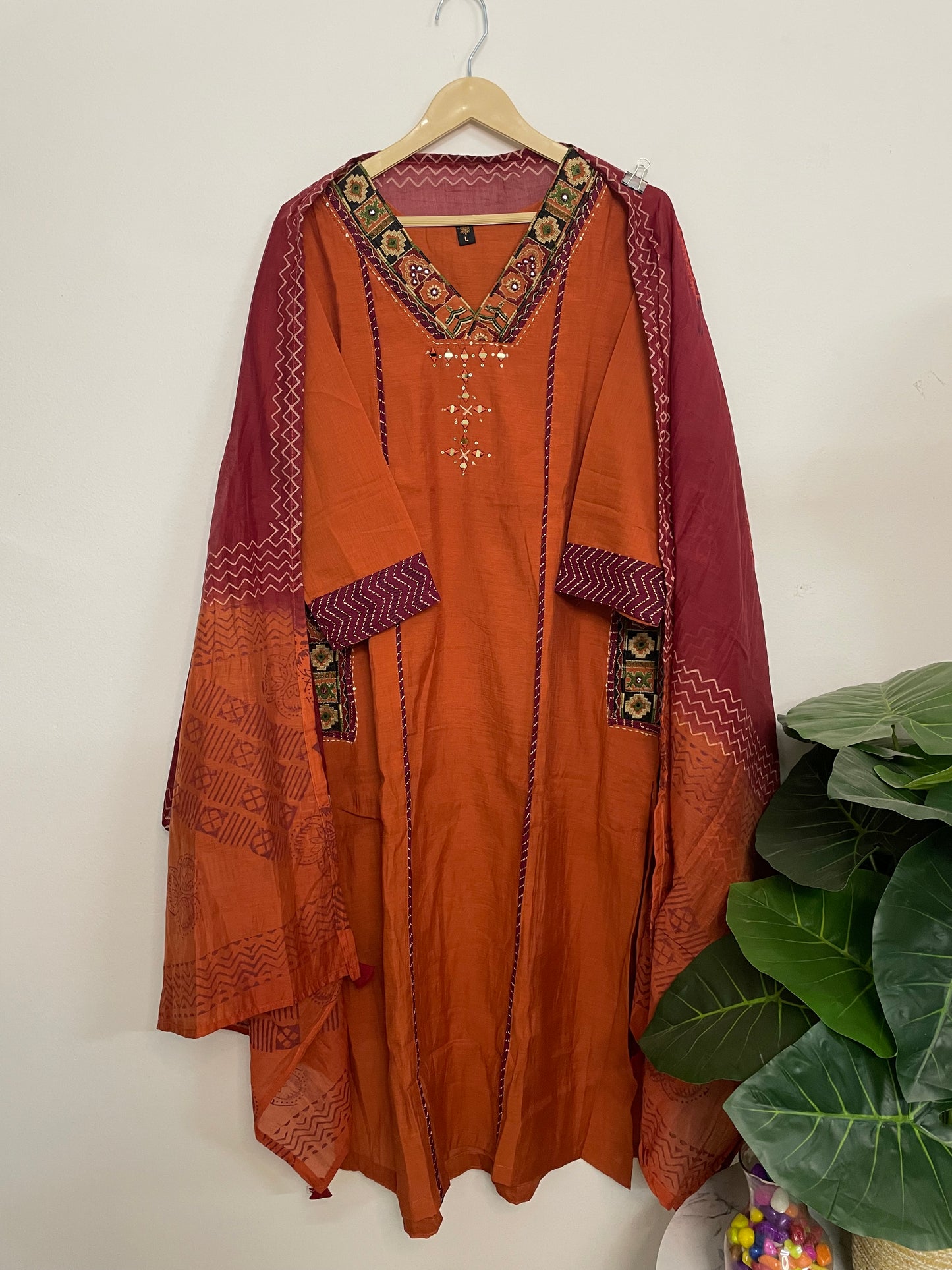 T068-Premium Pure cotton kurti with pant and dupatta