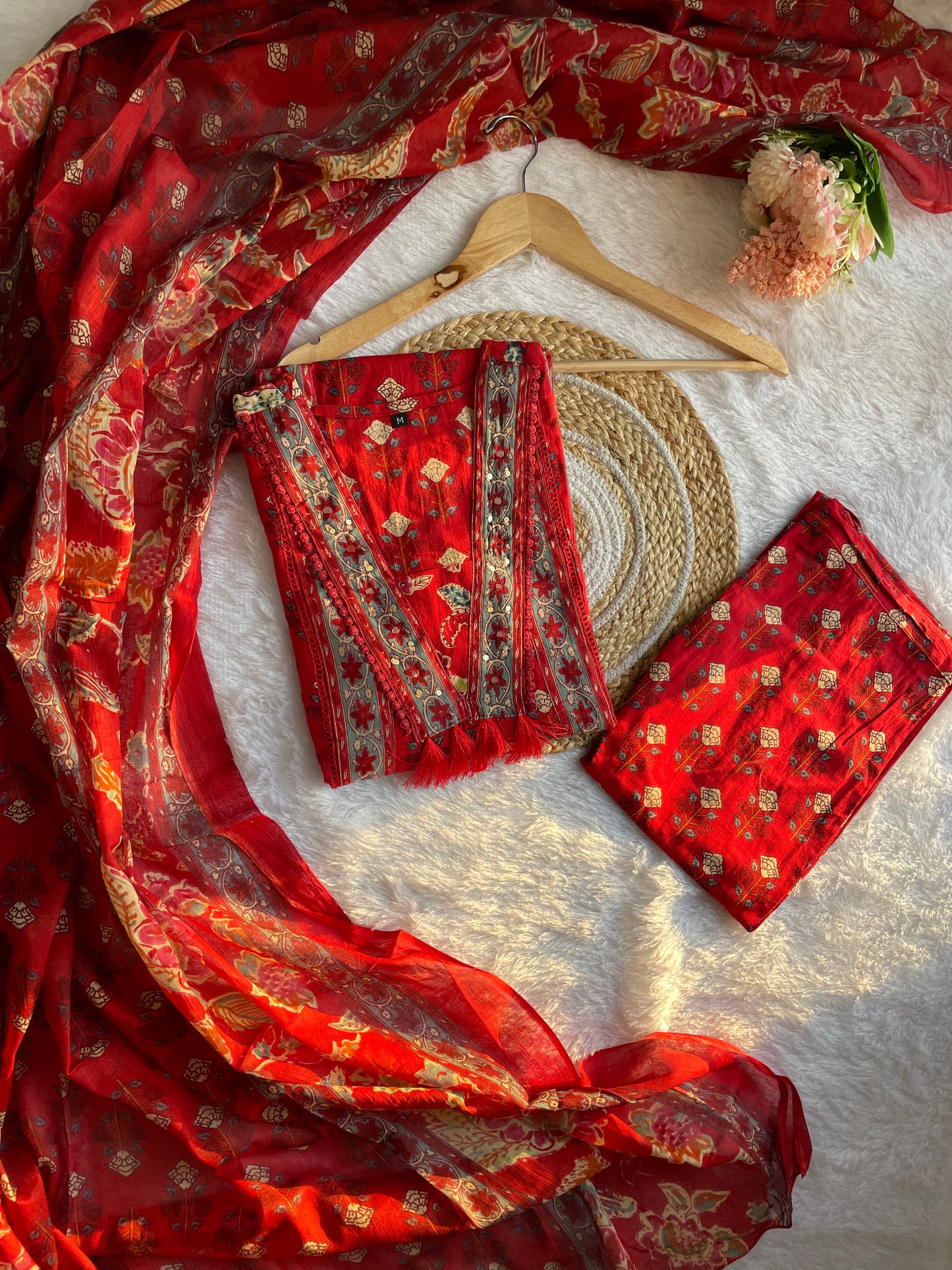T005- Premium cotton kurti with pant and dupatta