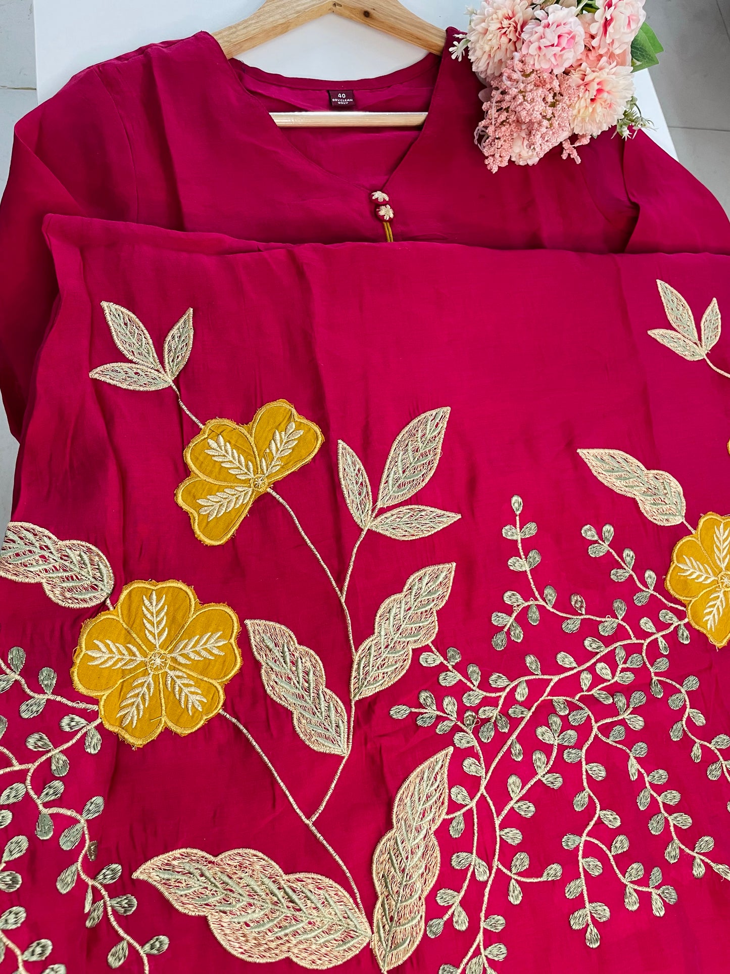 T052-Premium Mul Chanderi A-line Kurti with pant and dupatta