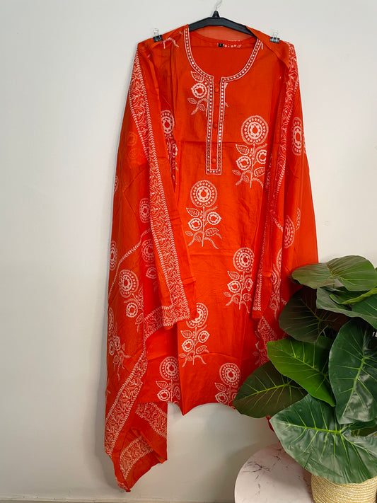 T065-Premium Pure cotton kurti with pant and dupatta