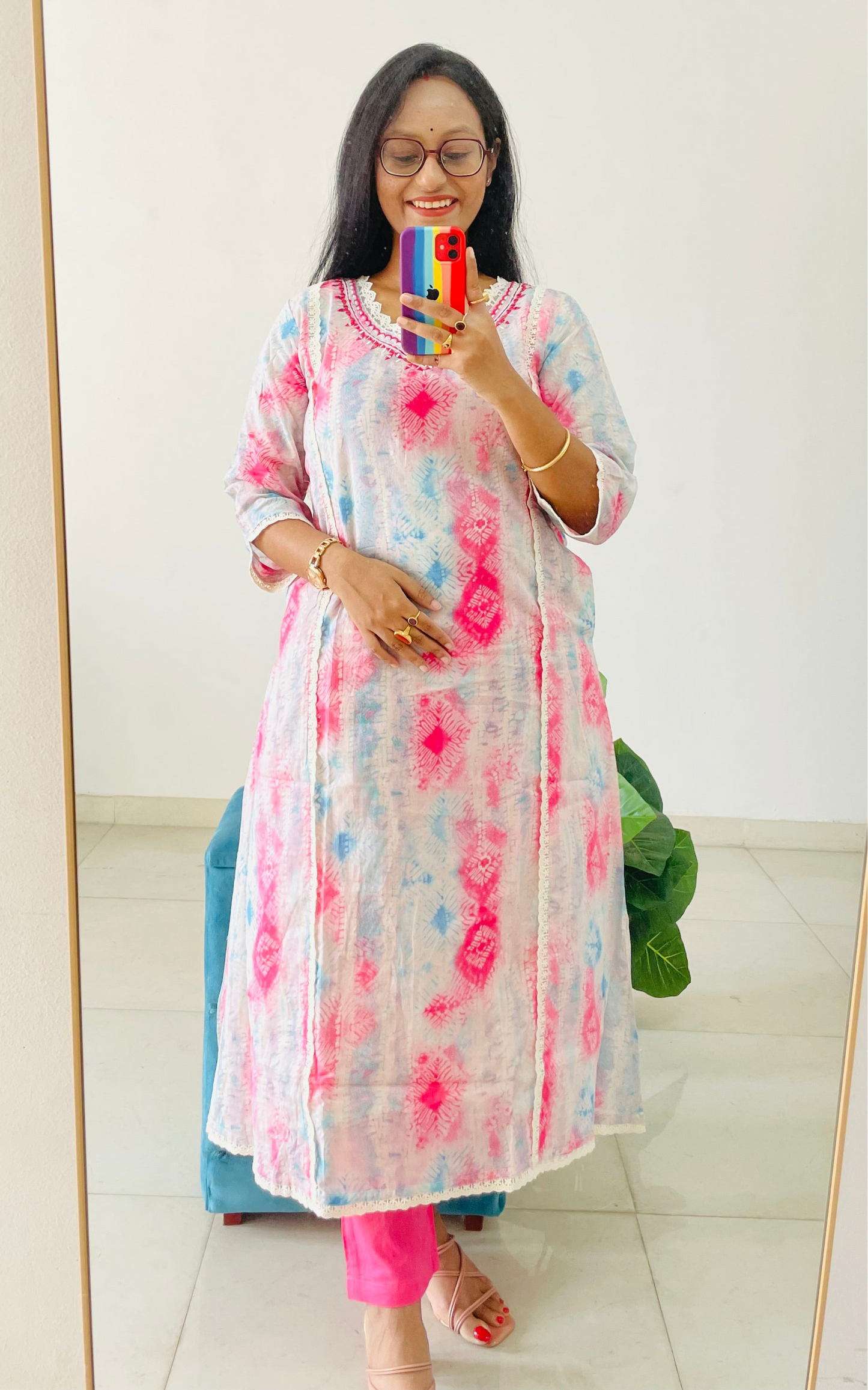 T017-Premium Pakistani style Pure cotton A-line kurta set