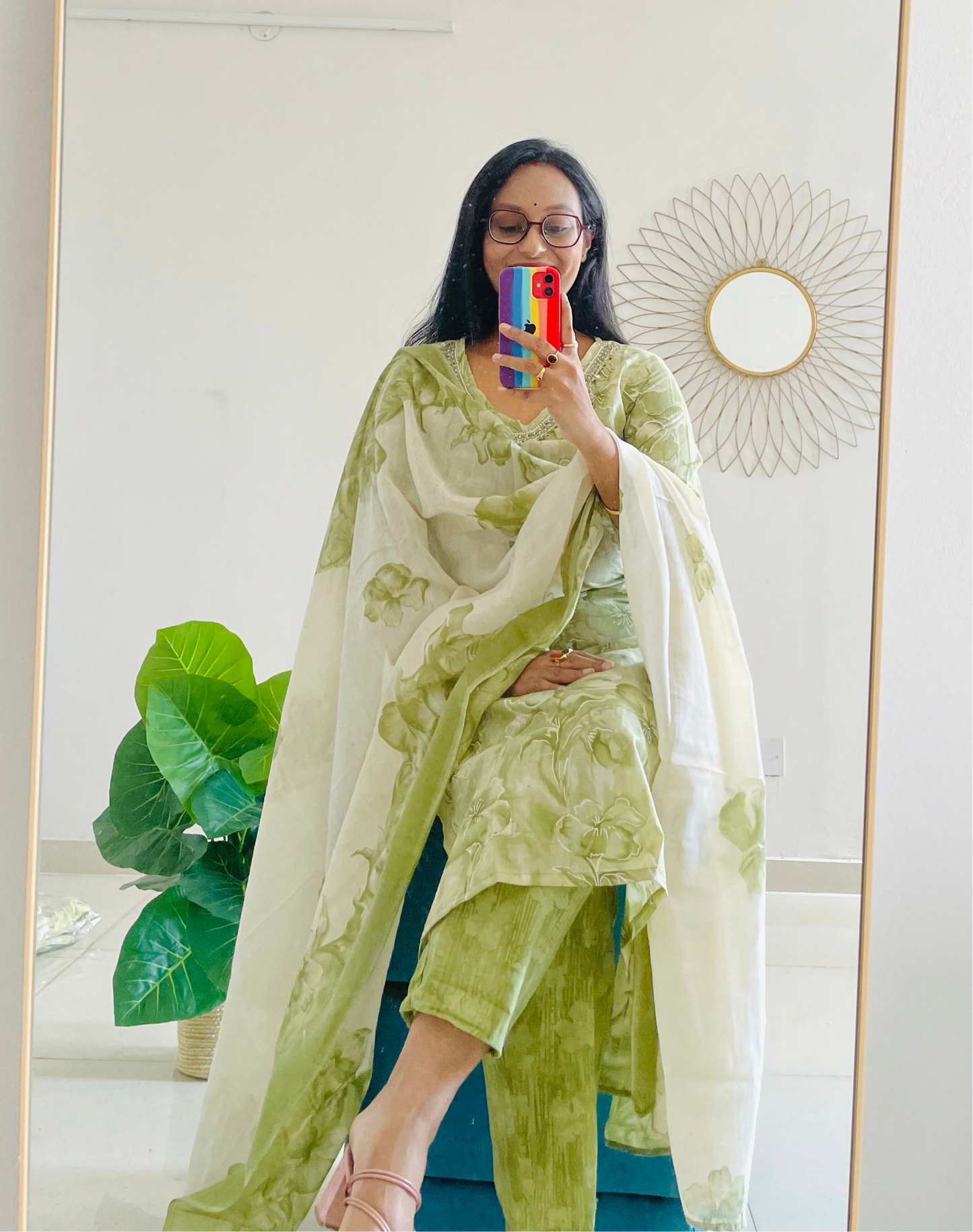 T020-Premium Pure cotton kurti with pant and dupatta