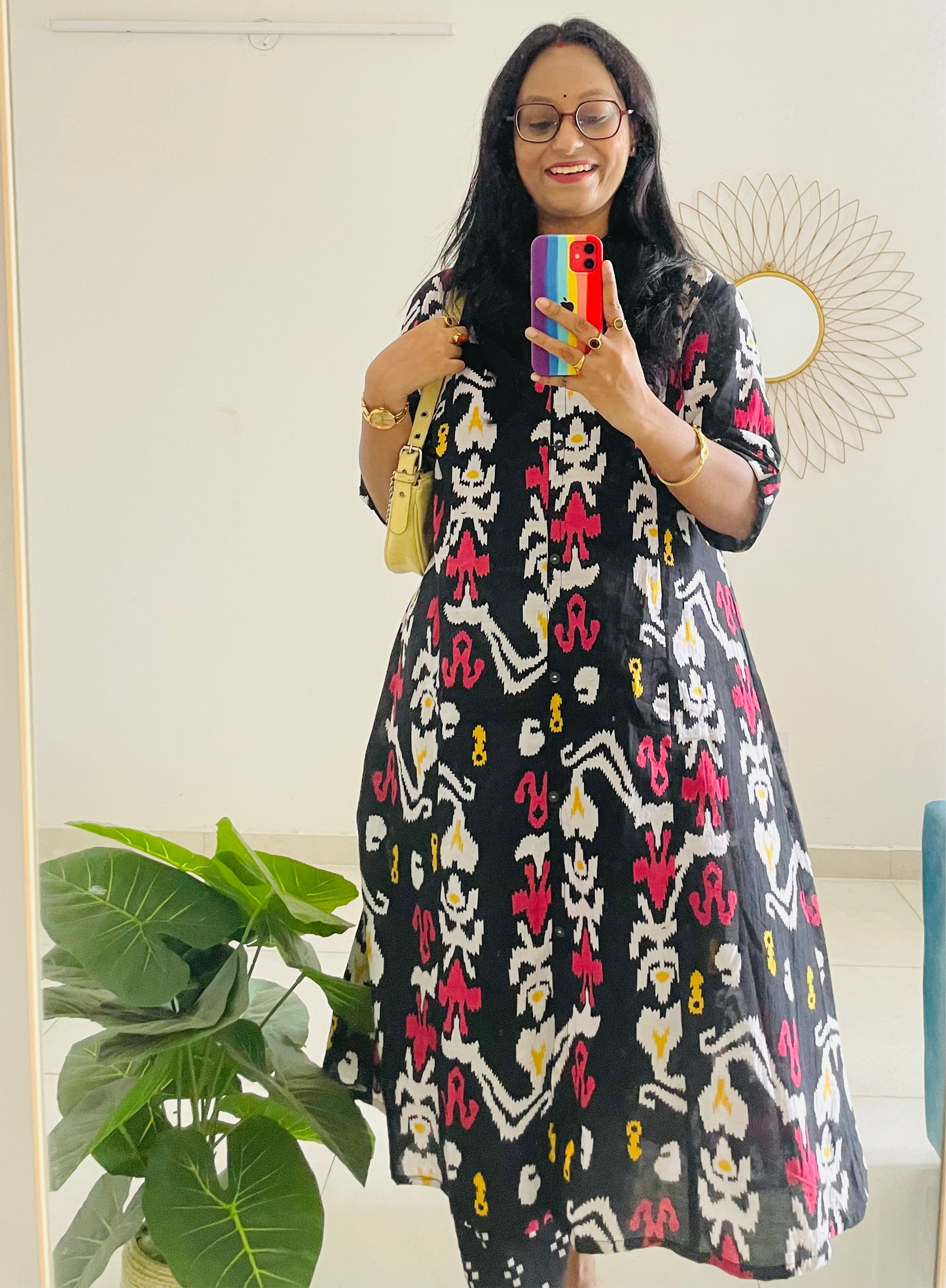 T029- BLACK IVORY COTTON KURTA SET