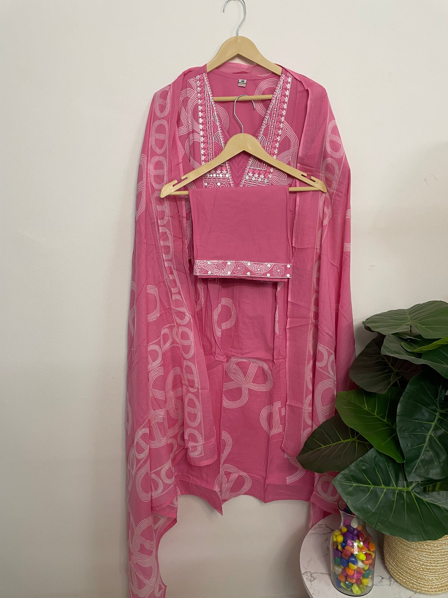 T075-Premium Pure cotton kurti with pant and dupatta