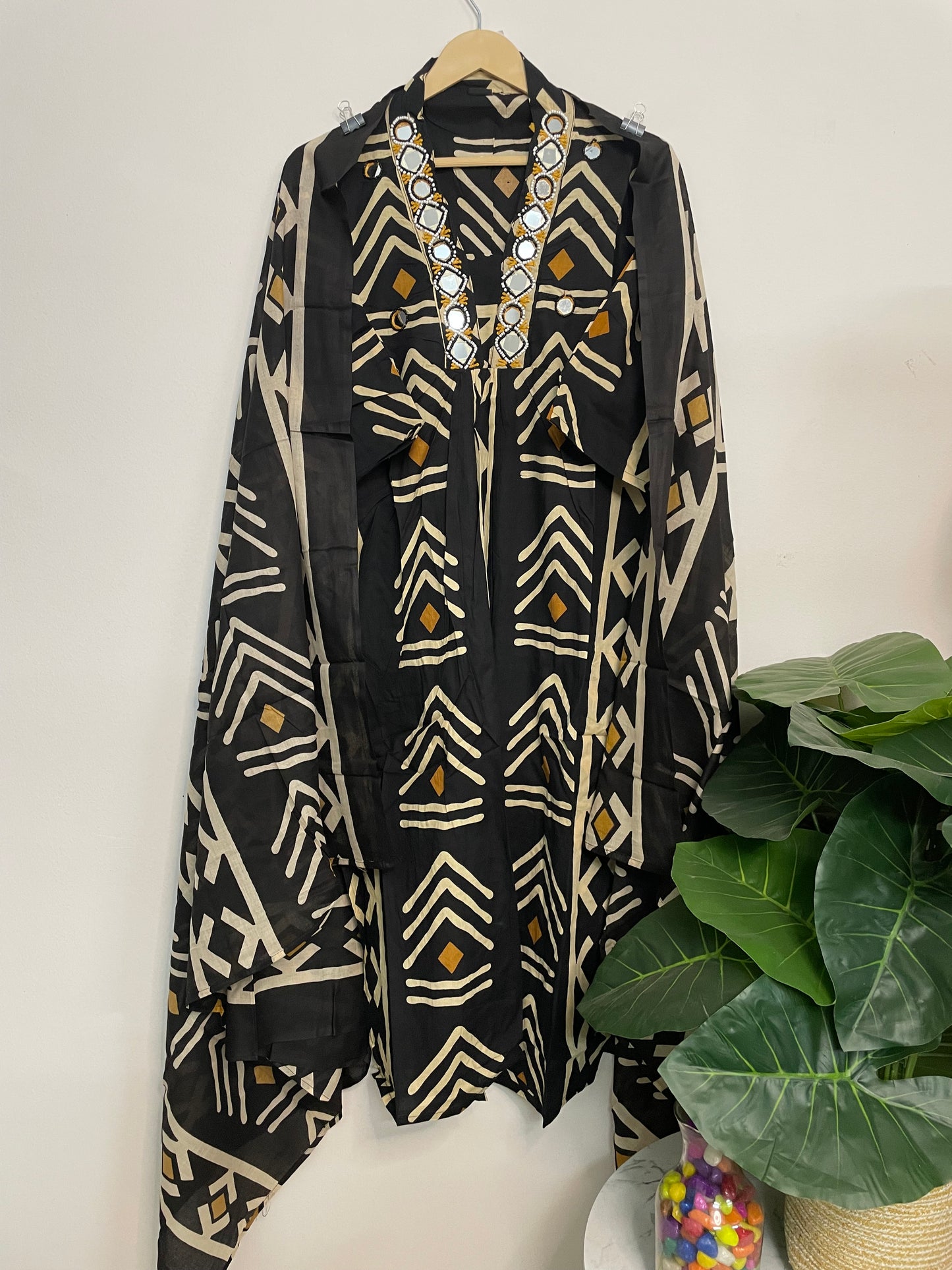 T081- Premium Pure Cotton A-line kurti with pant and dupatta