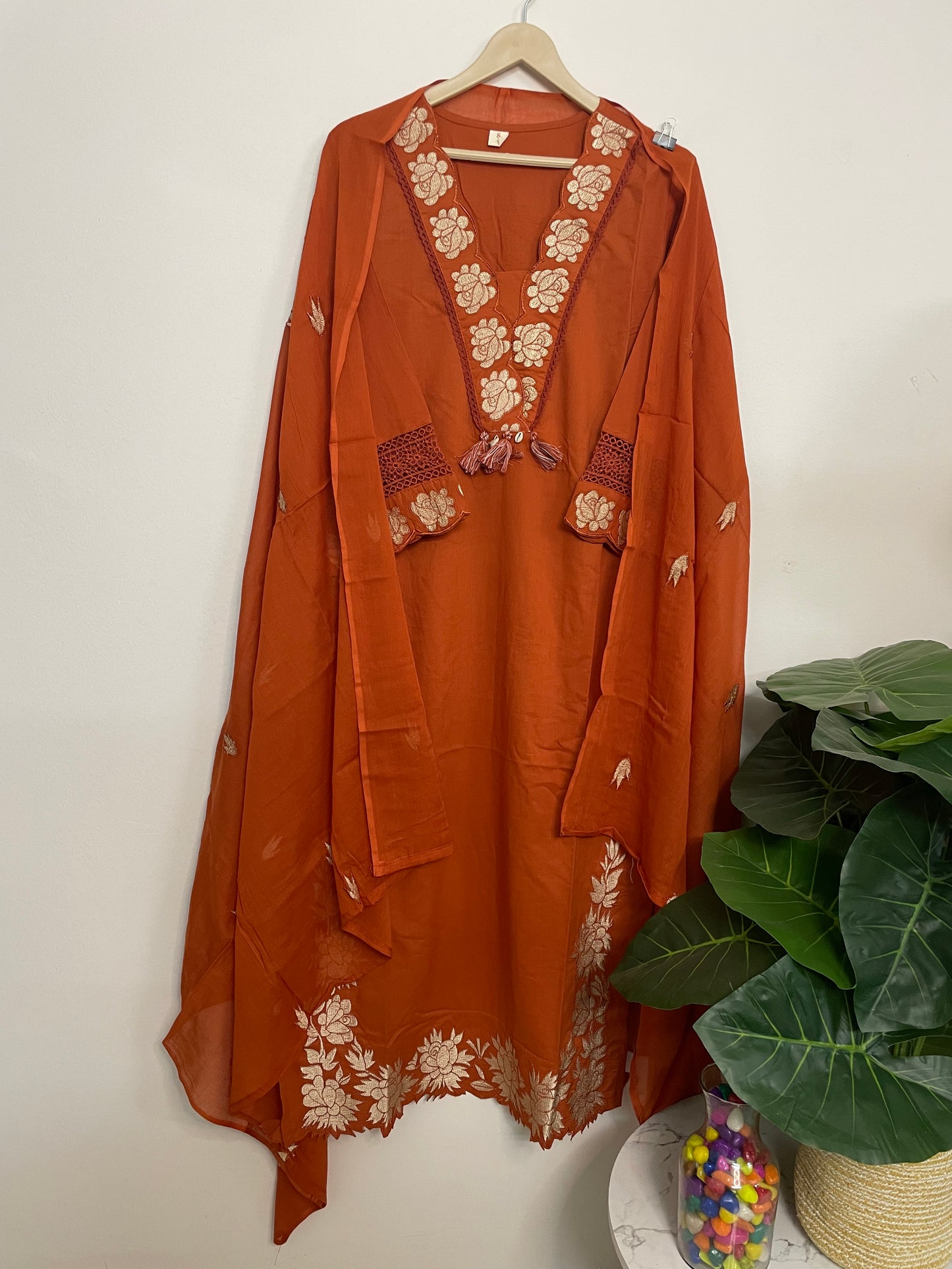 T071-Premium Pure cotton kurti with pant and dupatta