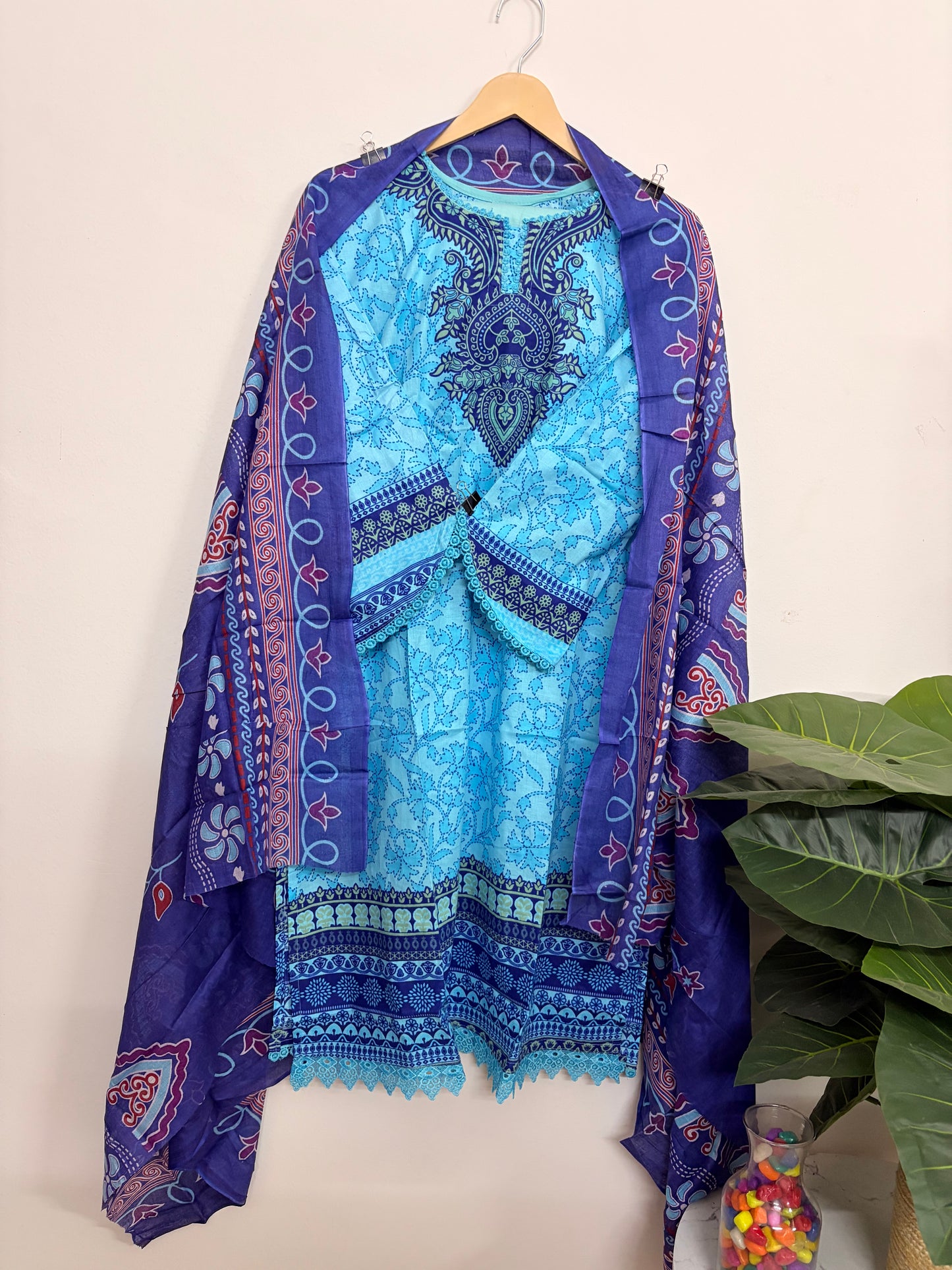 T119- Premium Pure Cotton pakistani three-piece suit set