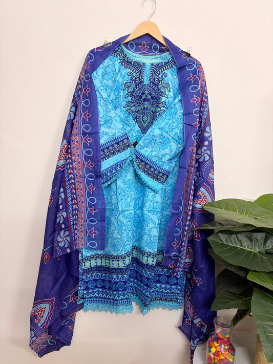 T119- Premium Pure Cotton pakistani three-piece suit set