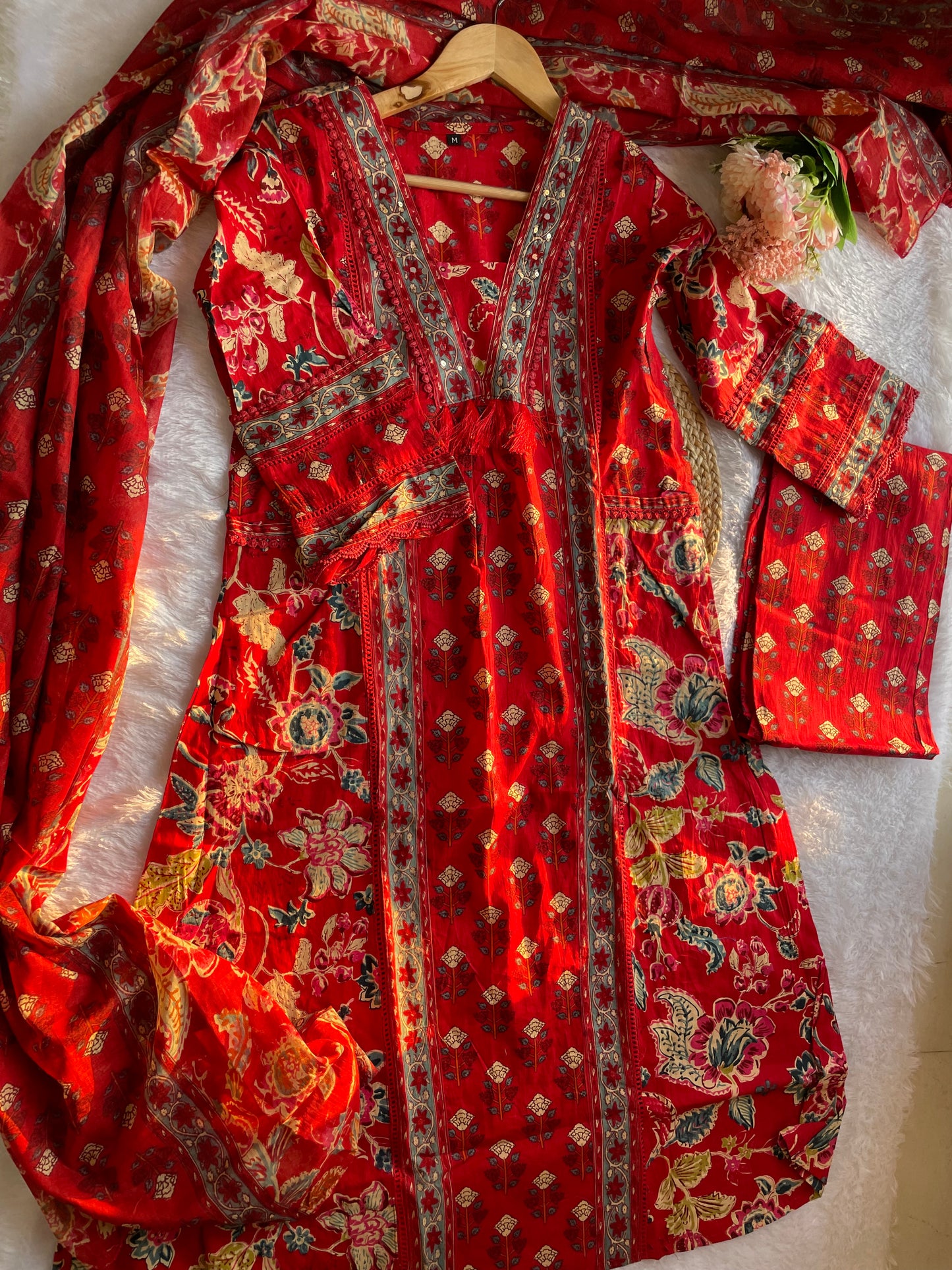 T005- Premium cotton kurti with pant and dupatta