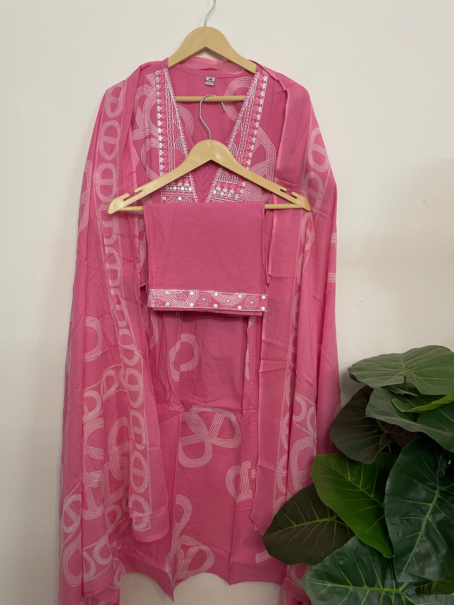 T075-Premium Pure cotton kurti with pant and dupatta