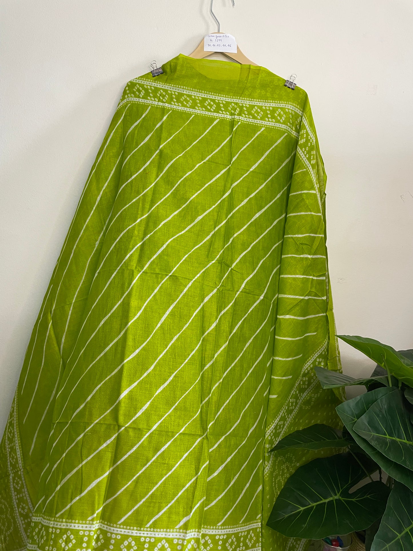 T095- Premium Pure Cotton A-line kurti with pant and dupatta