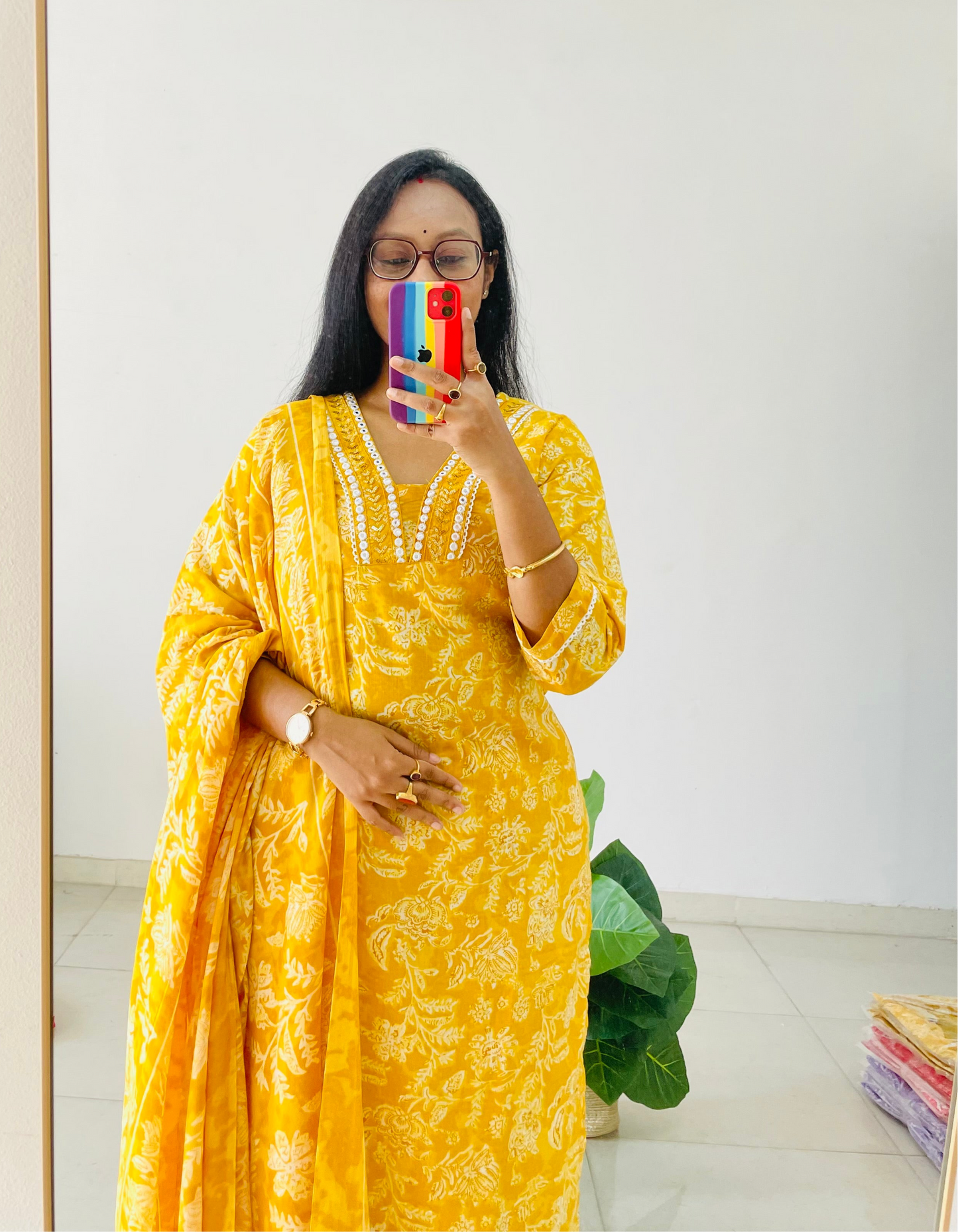T015- Premium Pure cotton kurti with pant and dupatta