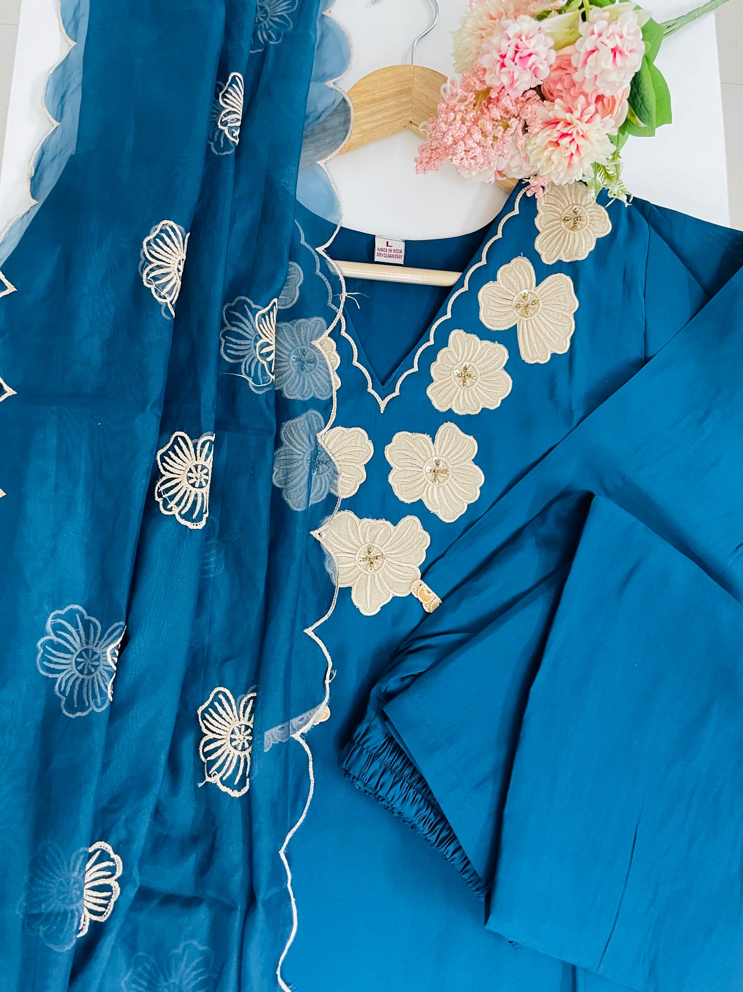 T046-Roman silk kurti with pant and dupatta