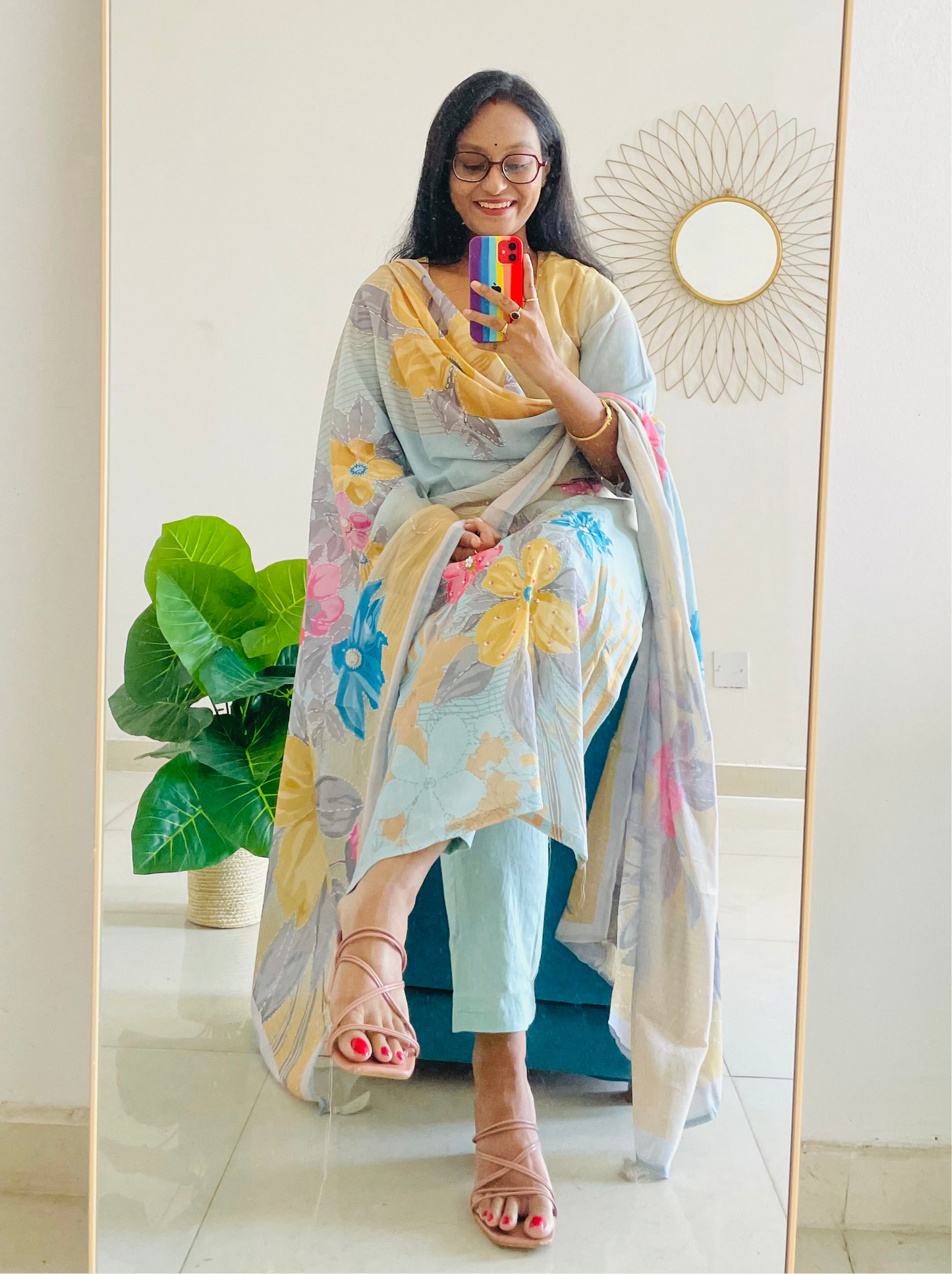 T018-Premium Pure cotton digital print kurti with pant and dupatta