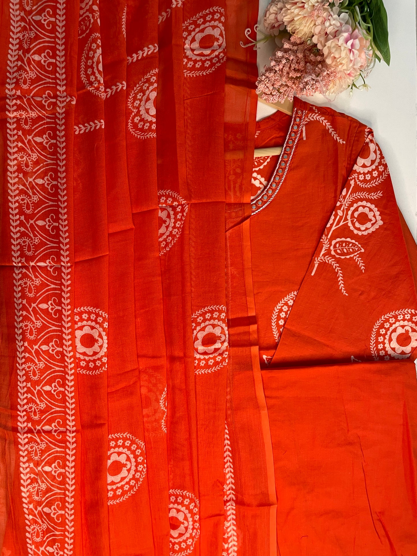 T065-Premium Pure cotton kurti with pant and dupatta