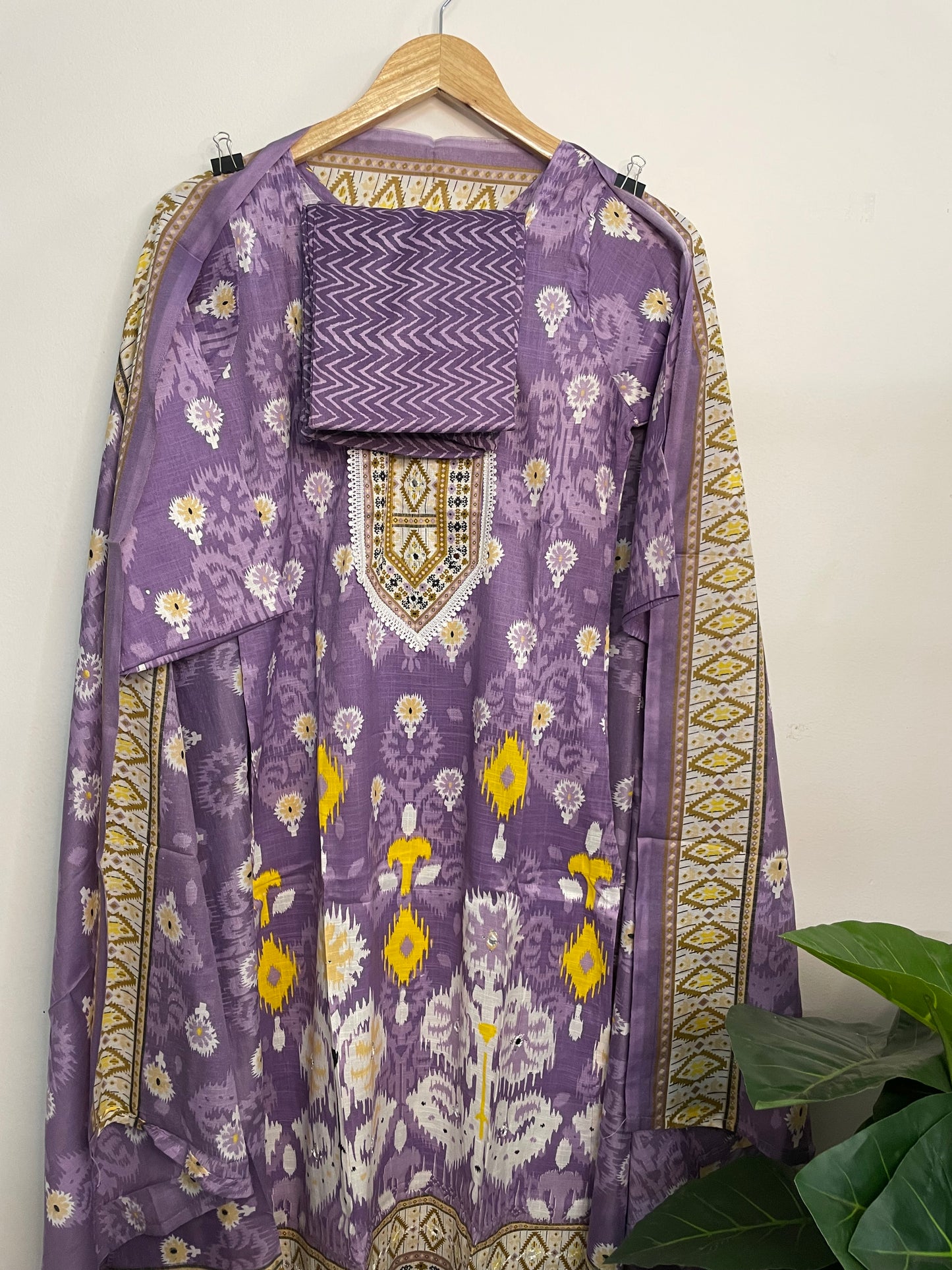 T099- Premium Pure Cotton Straight Kurti with pant and dupatta
