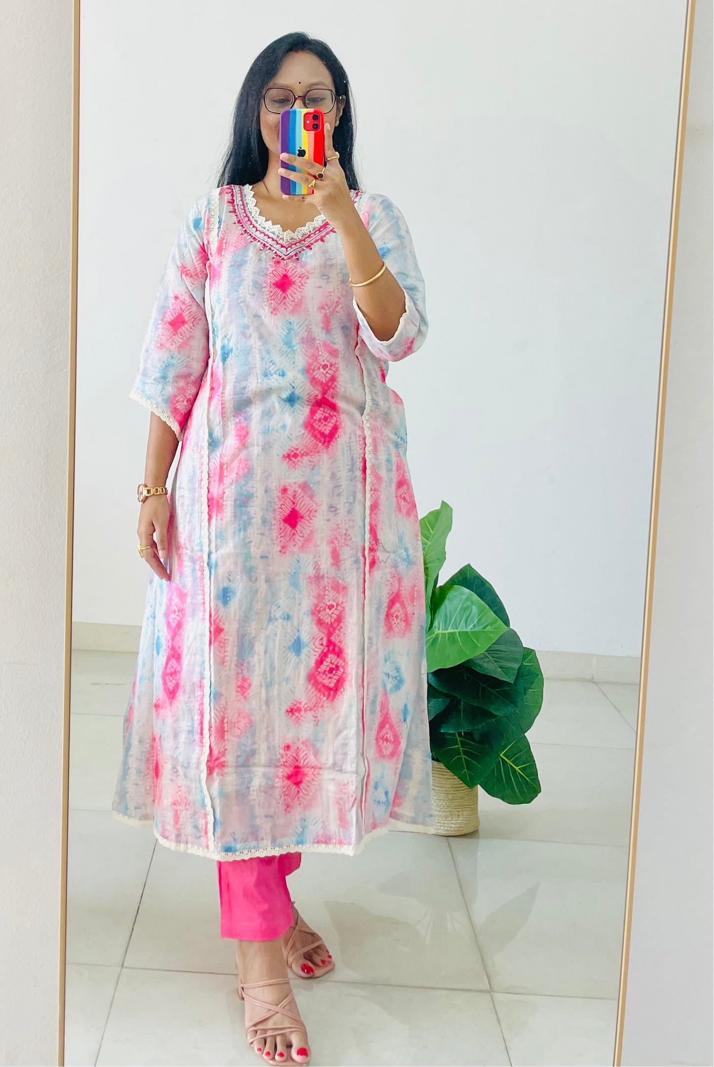 T017-Premium Pakistani style Pure cotton A-line kurta set