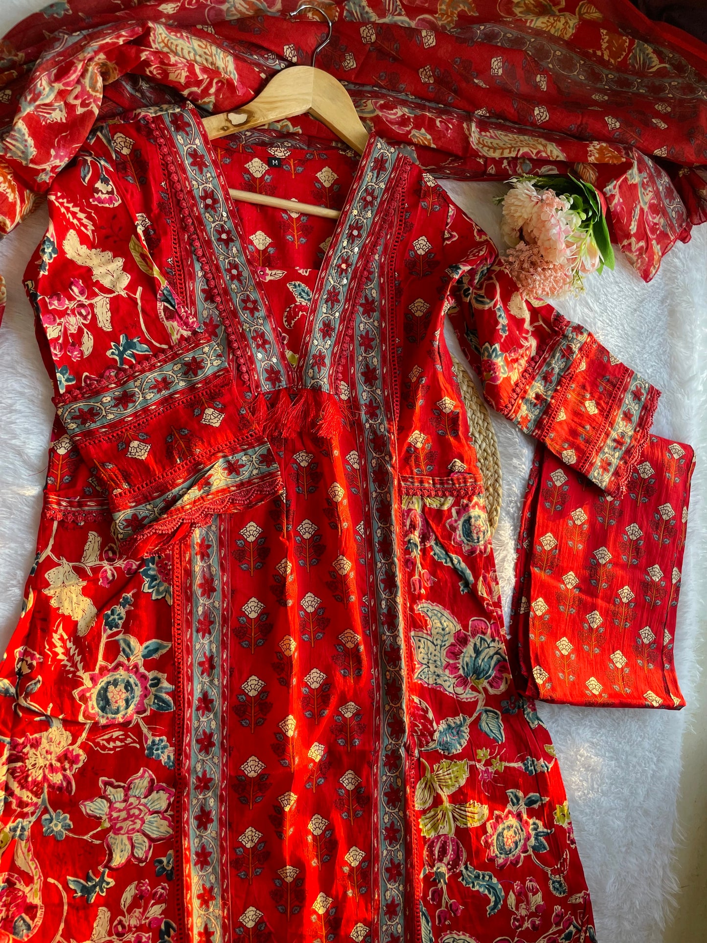 T005- Premium cotton kurti with pant and dupatta