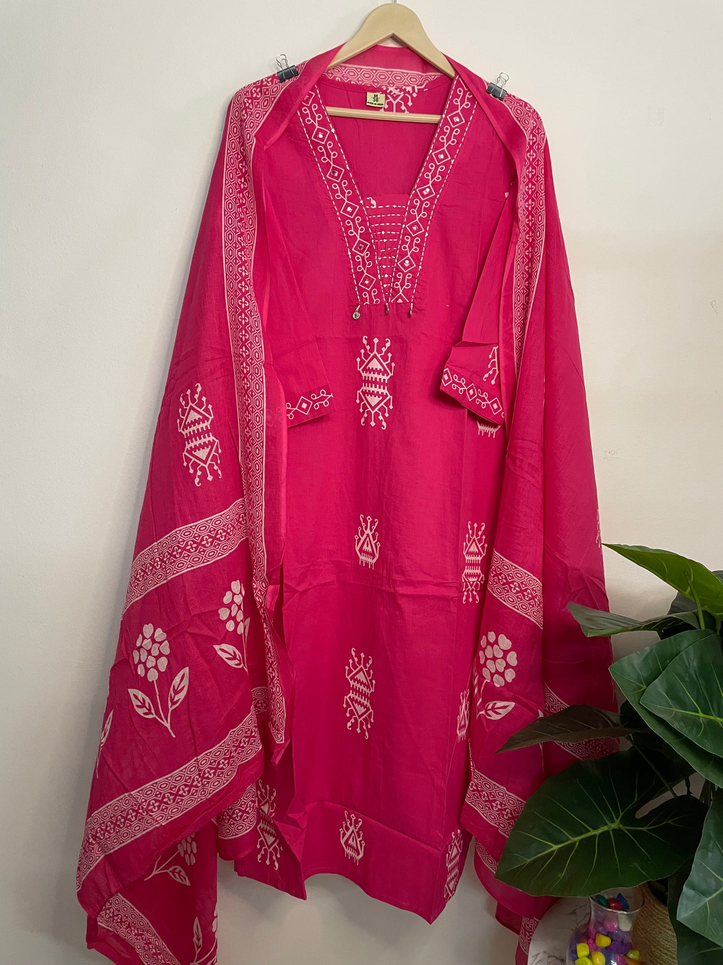 T092- Premium Pure Cotton kurti with pant and dupatta