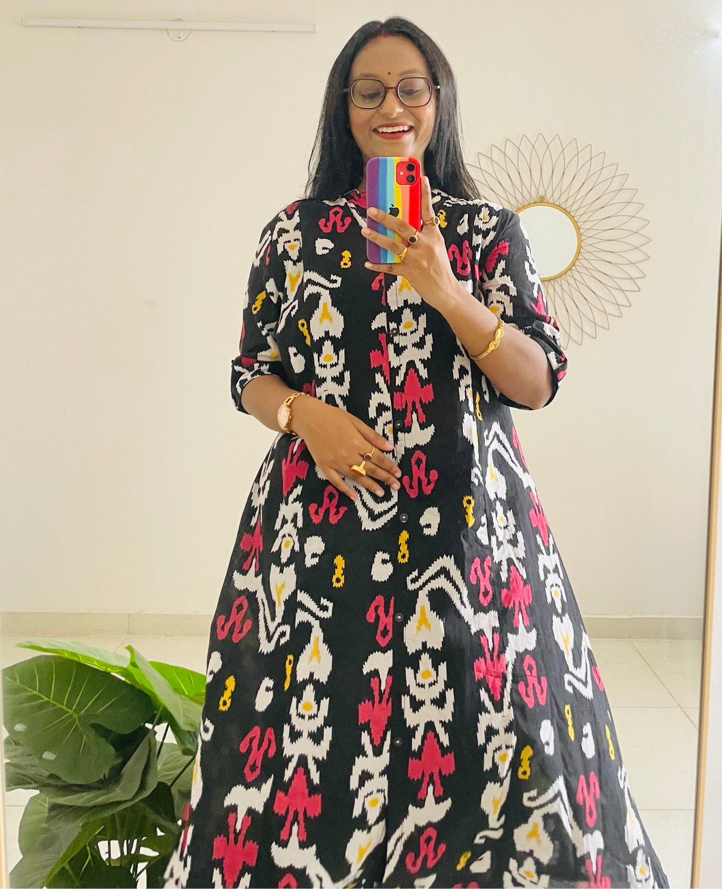T029- BLACK IVORY COTTON KURTA SET
