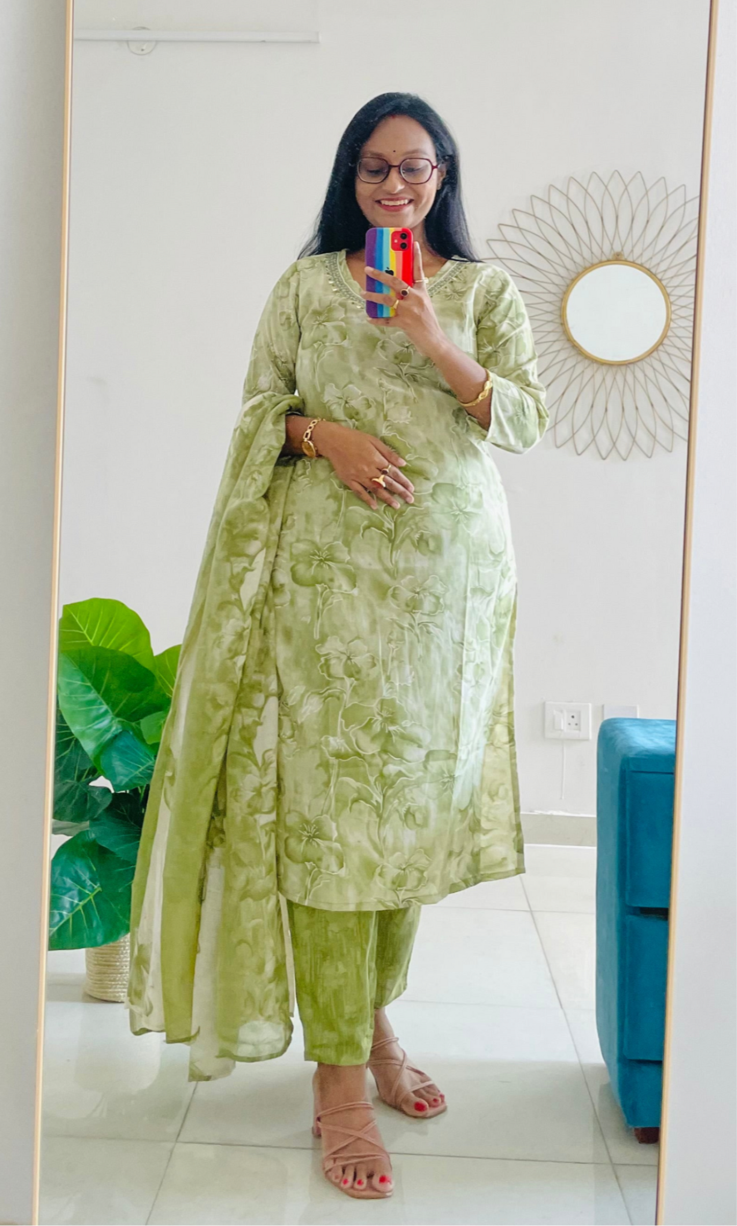 T020-Premium Pure cotton kurti with pant and dupatta