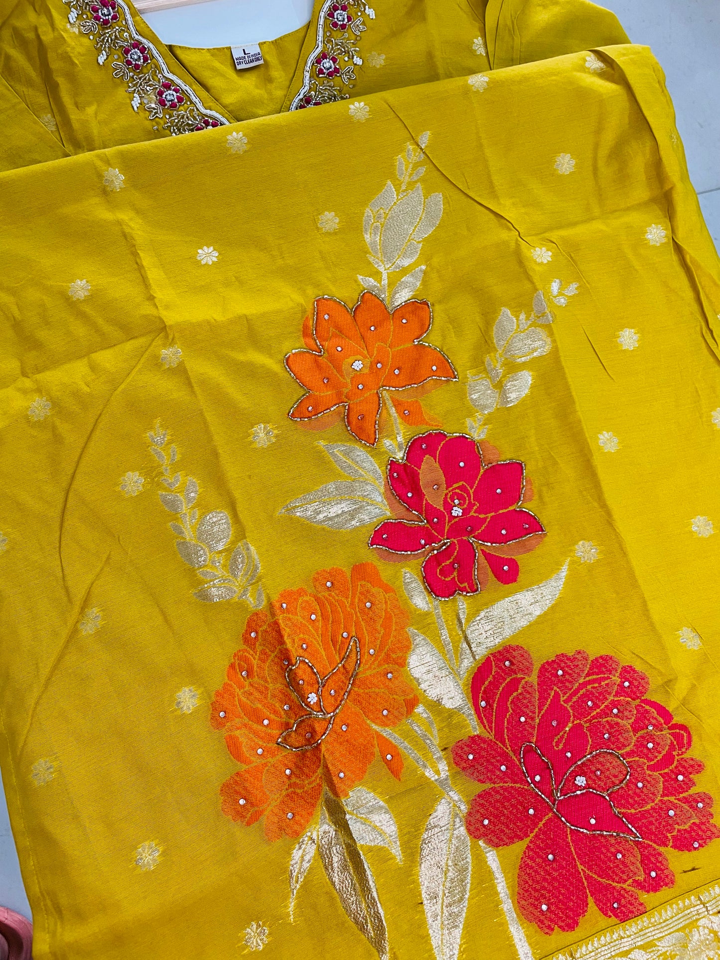 T051-Premium Banarasi Silk kurti with pant and dupatta