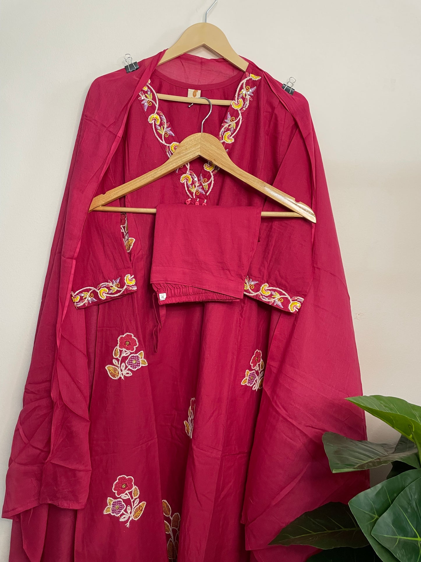 T093- Premium Pure Cotton kurti with pant and dupatta