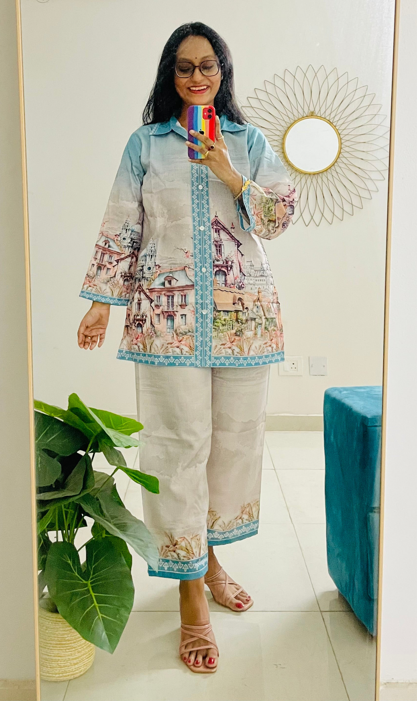 T040-CANVAS OF CLOUDS PAINTED COTTON CO-ORD