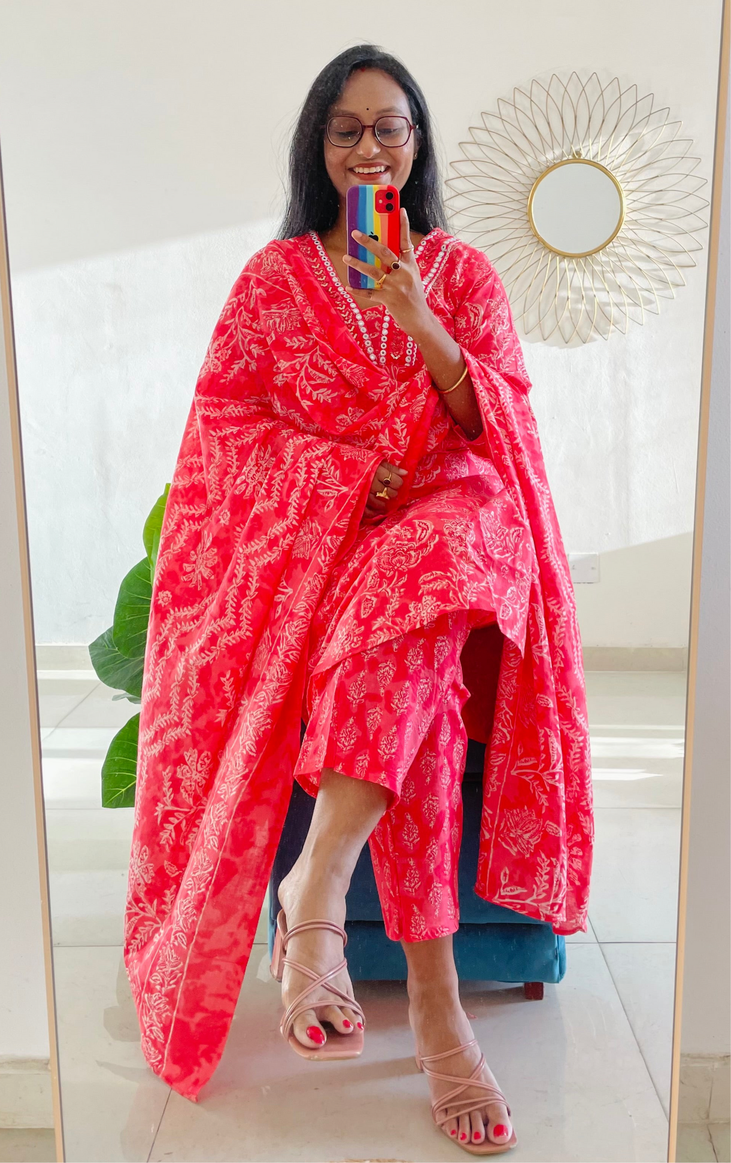 T016-Premium Pure cotton kurti with pant and dupatta