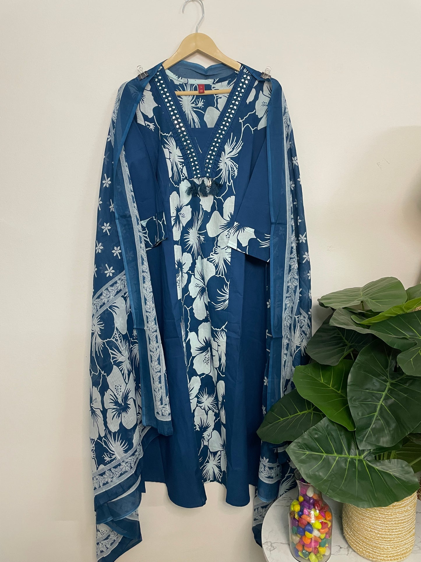 T072-Premium Pure cotton kurti with pant and dupatta