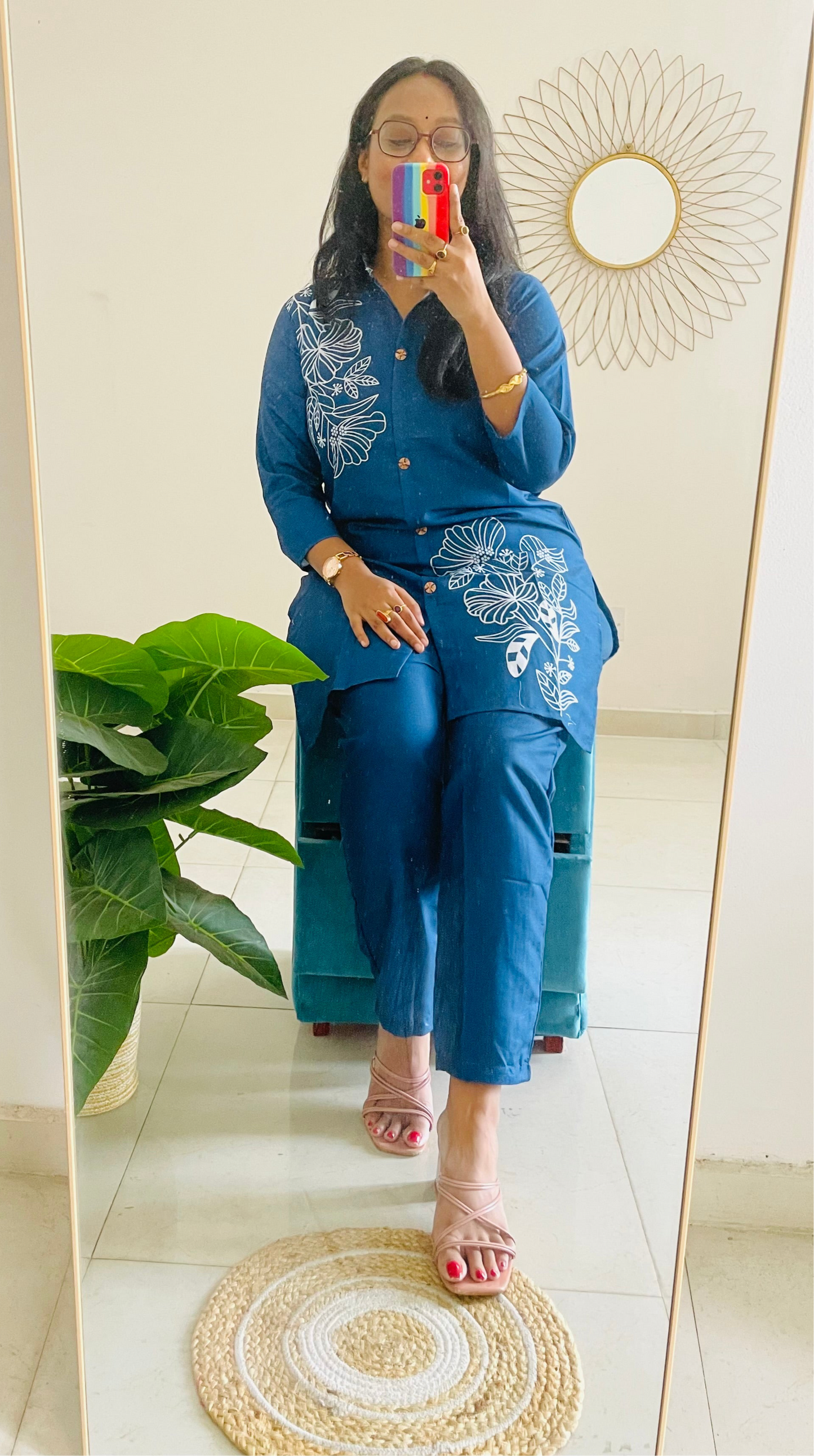T034-NAVY MUSE PREMIUM COTTON CO-ORD