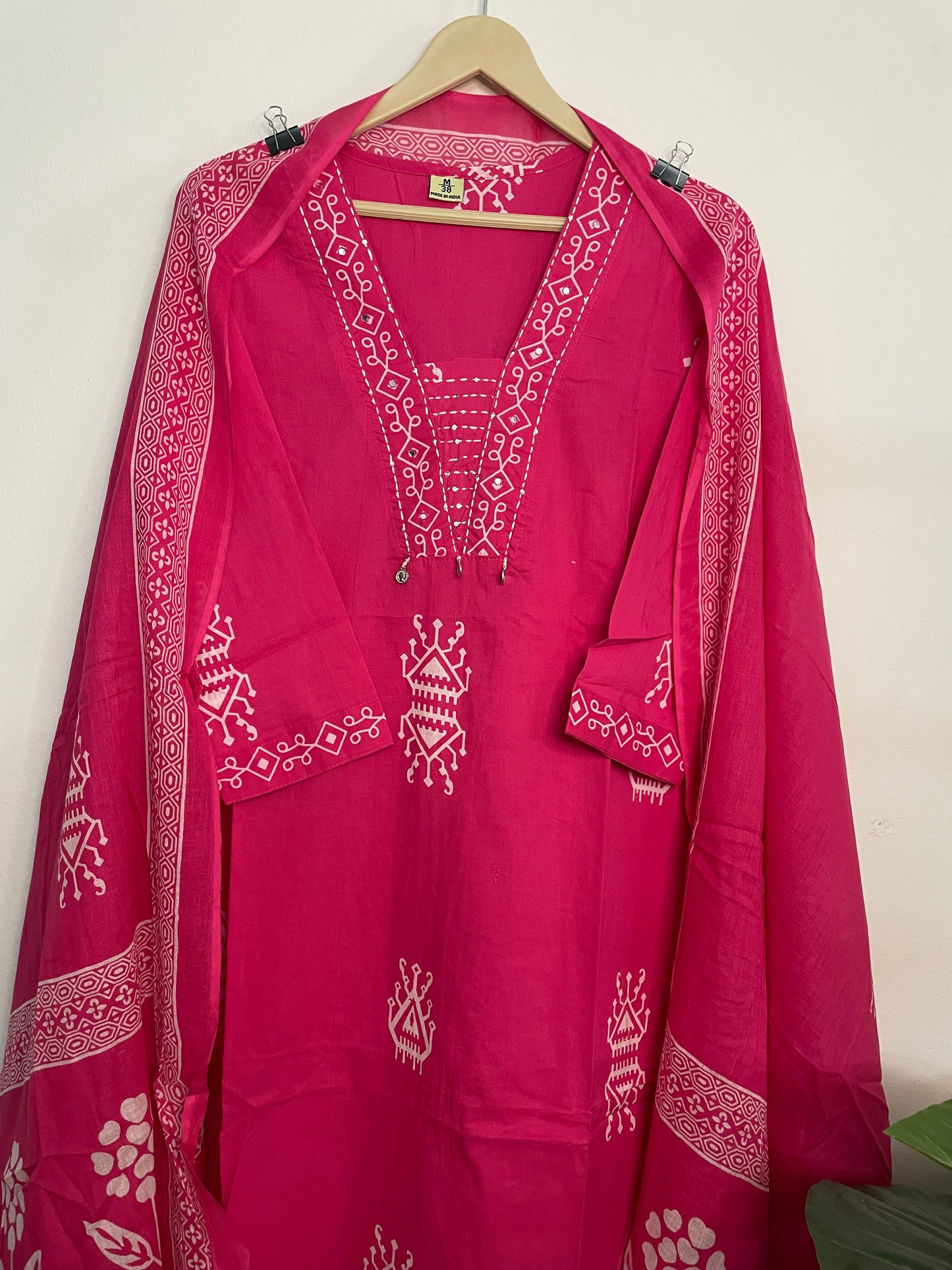 T092- Premium Pure Cotton kurti with pant and dupatta